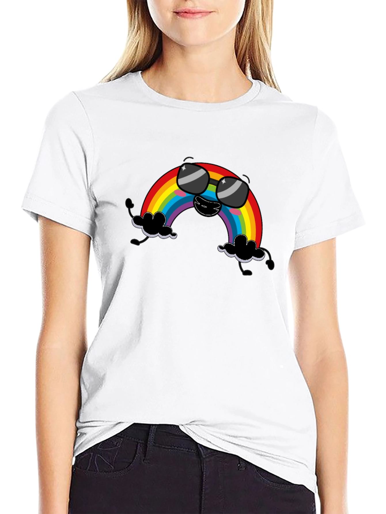 Cool Rainbow Graphic T-Shirt - Black Cotton Tee