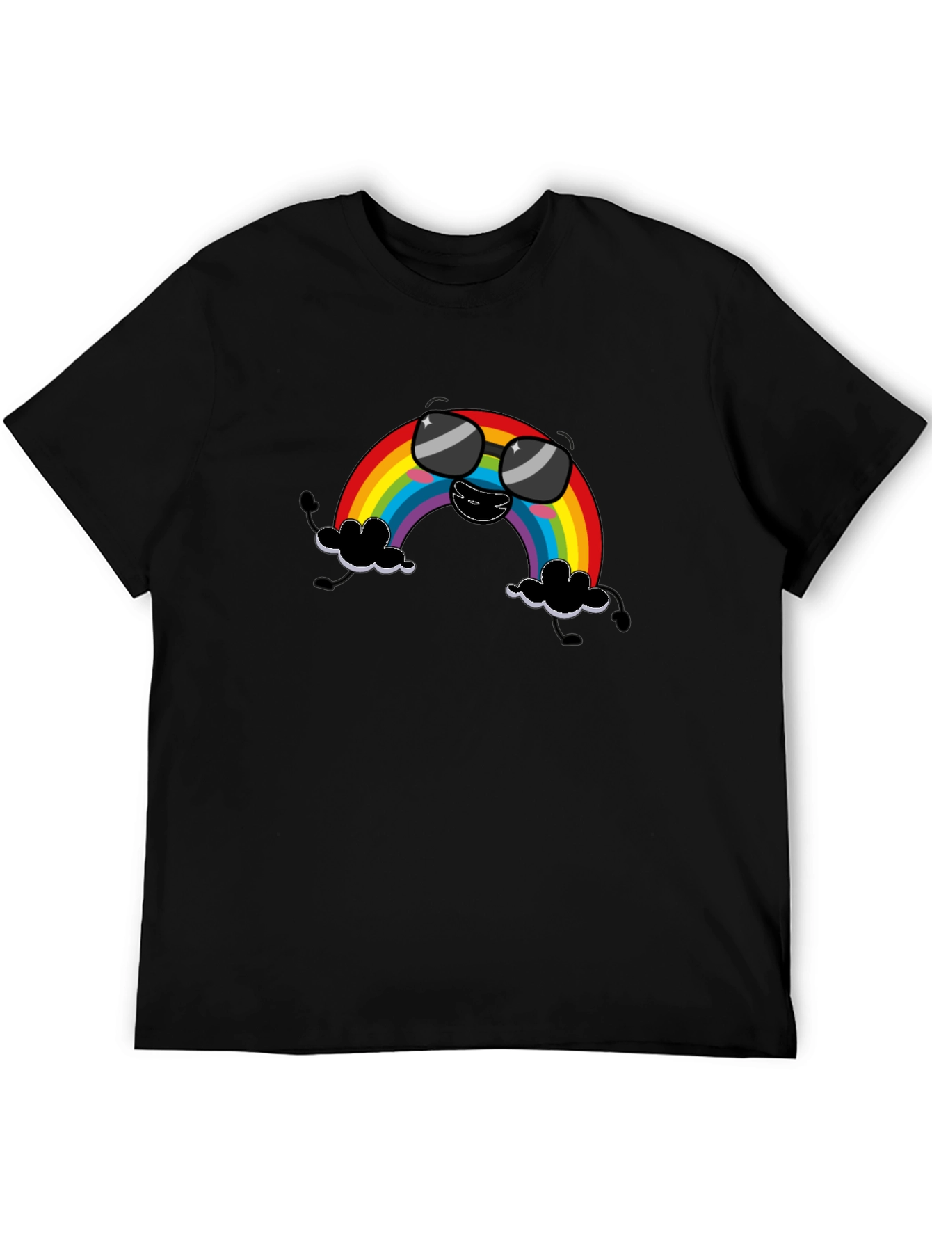 Cool Rainbow Graphic T-Shirt - Black Cotton Tee