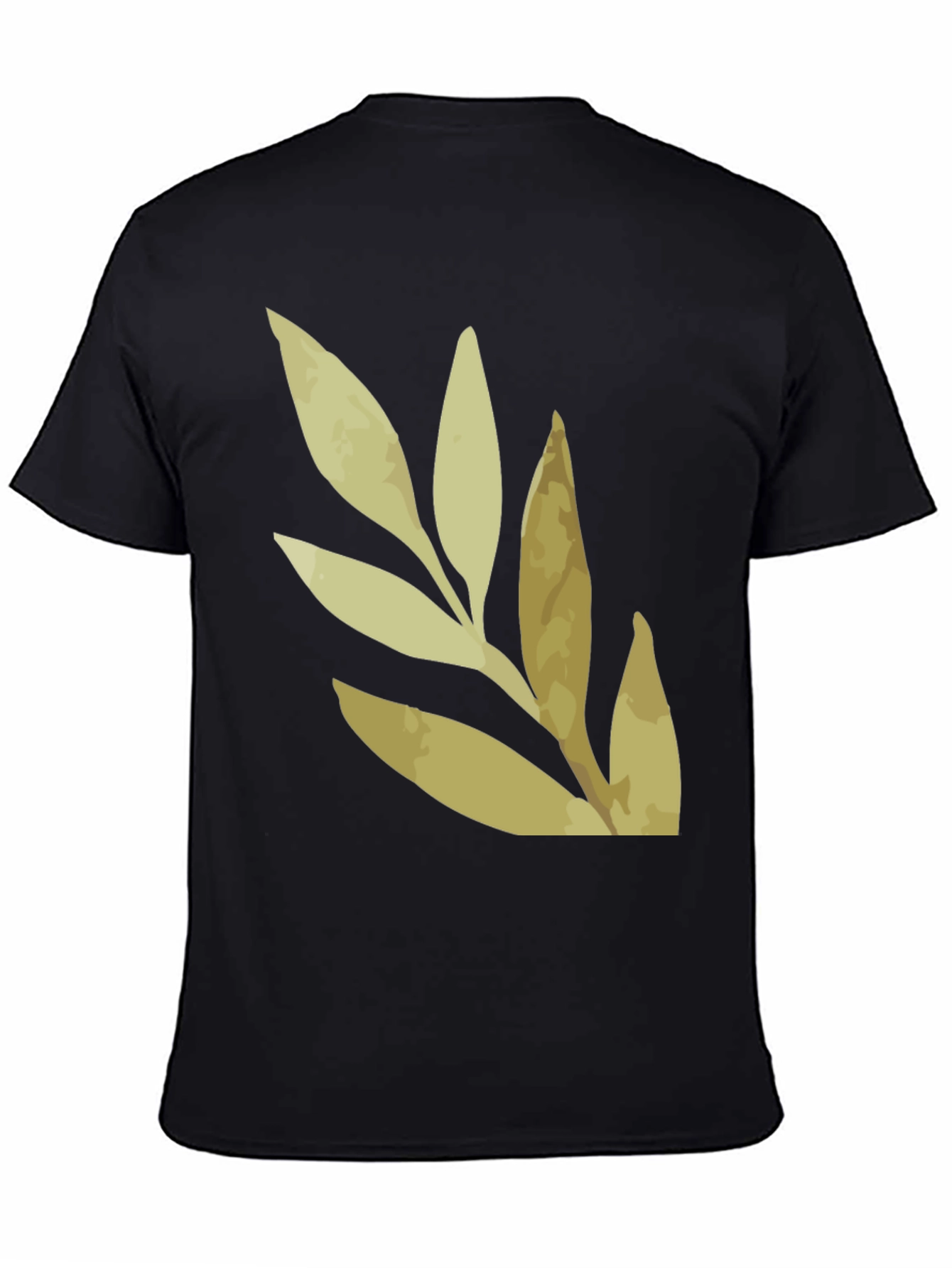 Botanical Leaf Print Black T-Shirt
