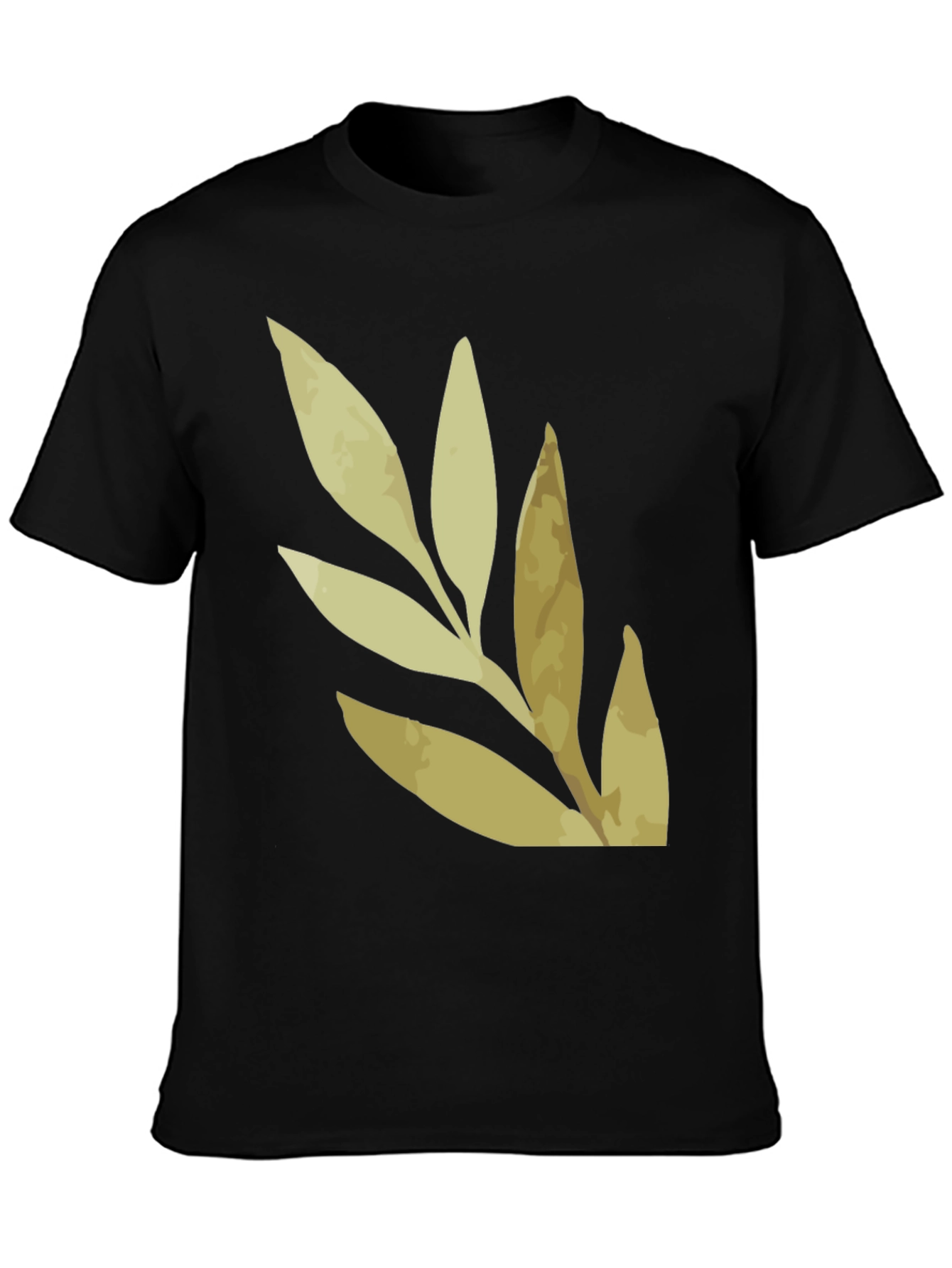 Botanical Leaf Print Black T-Shirt