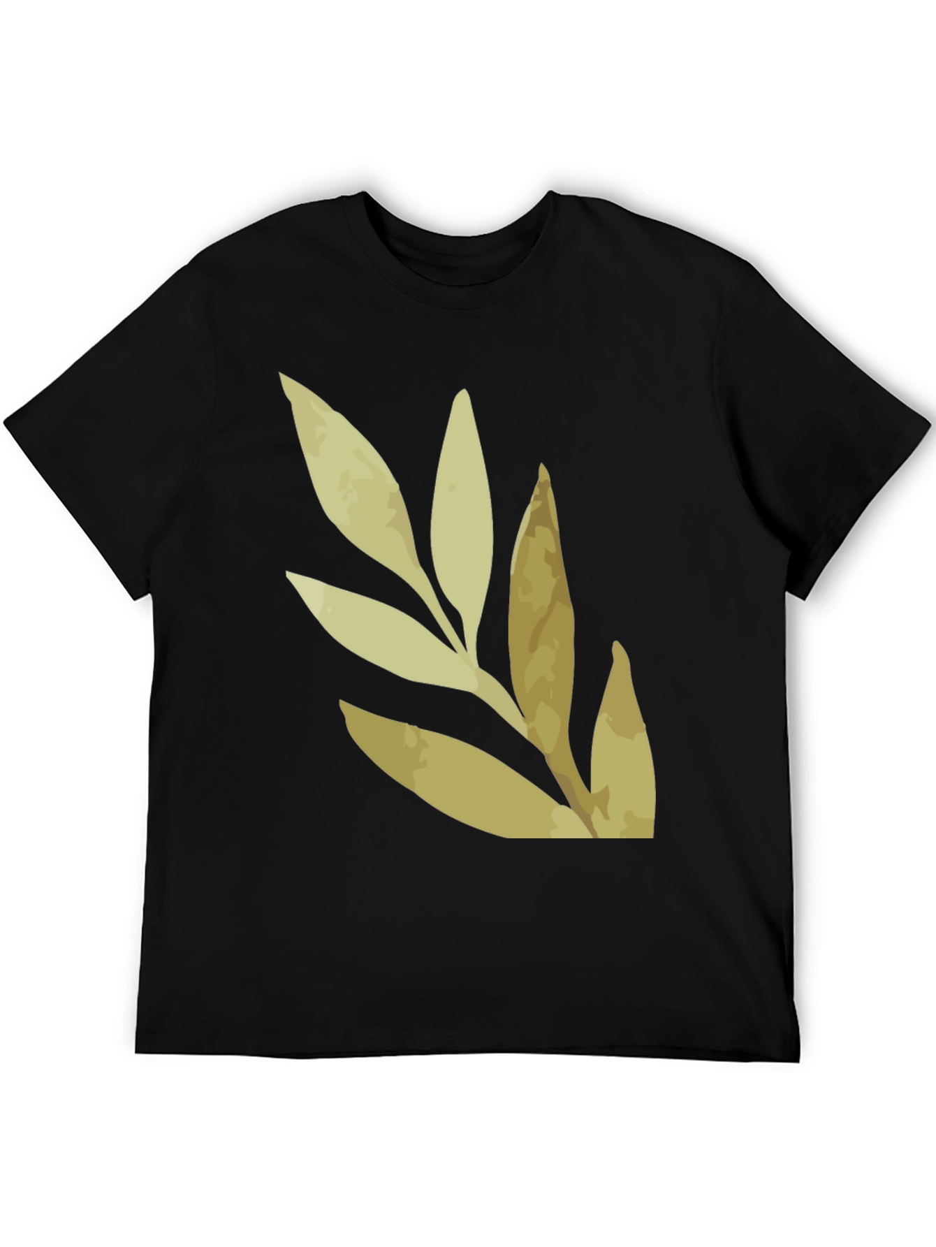 Botanical Leaf Print Black T-Shirt