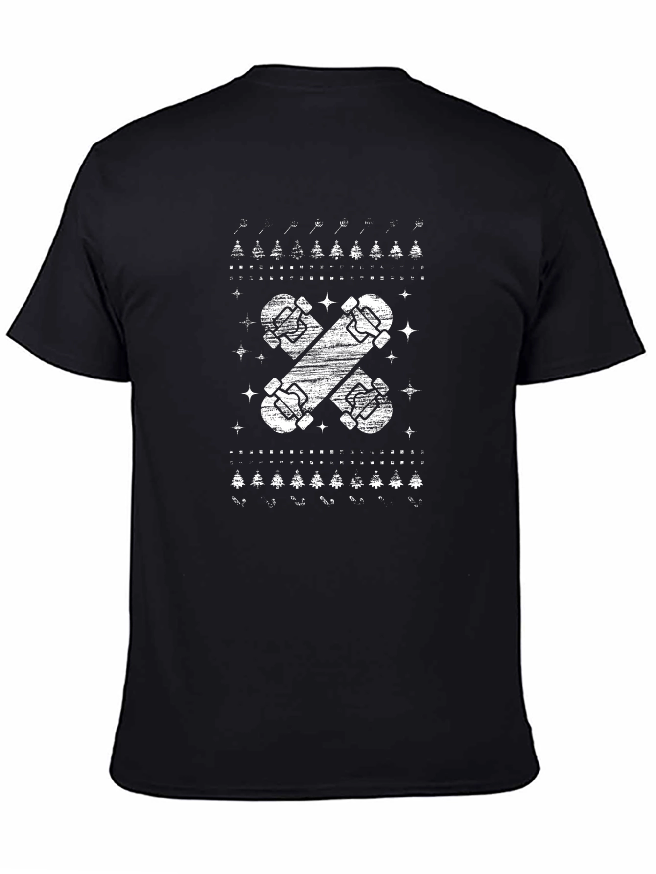 Skateboards Patterned Black T-Shirt