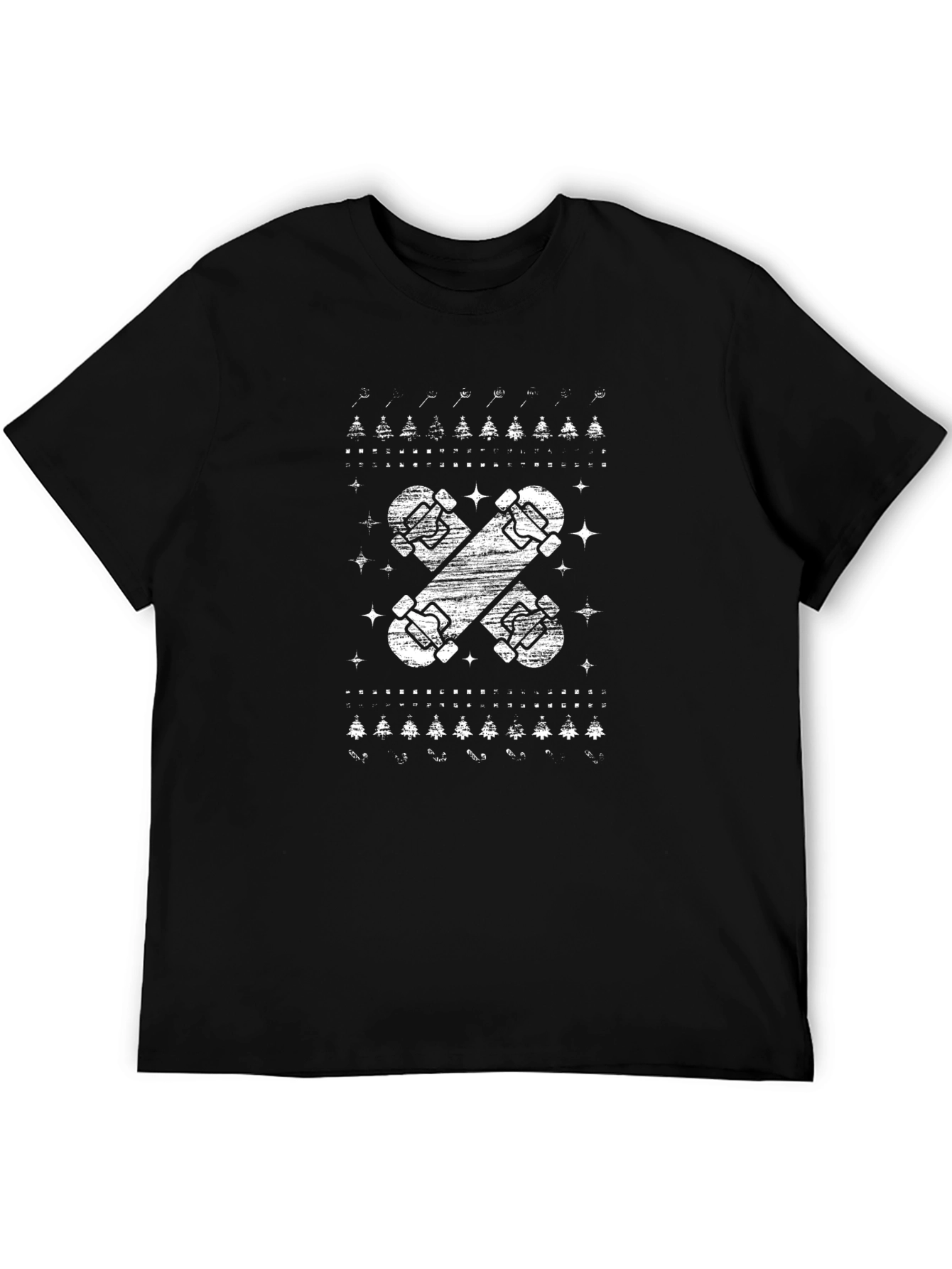 Skateboards Patterned Black T-Shirt
