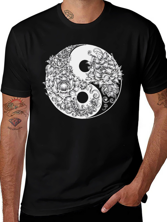 Yin Yang Floral Graphic Tee - Harmony in Style