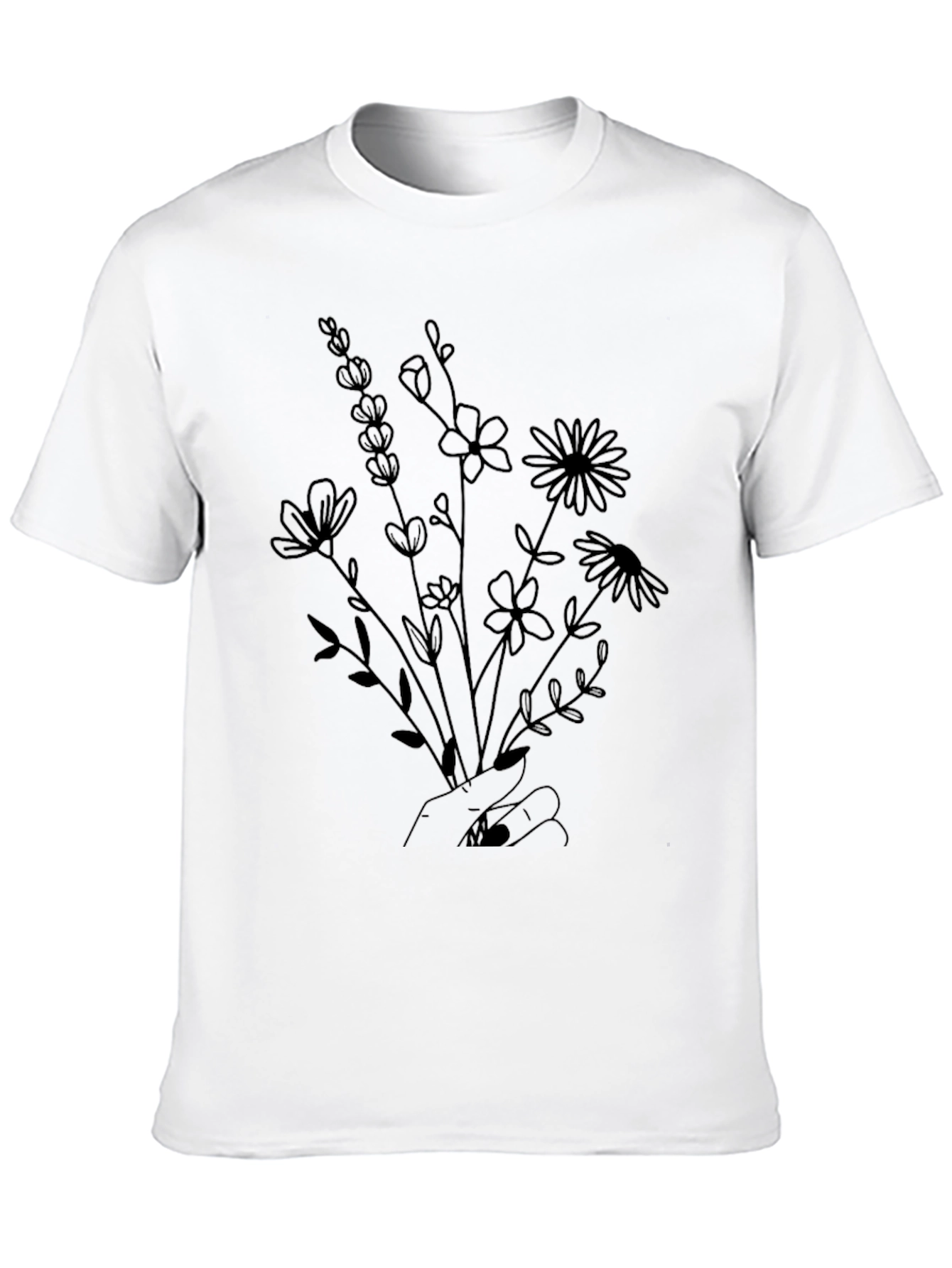 Floral Bouquet Graphic Tee - Black Unisex Shirt