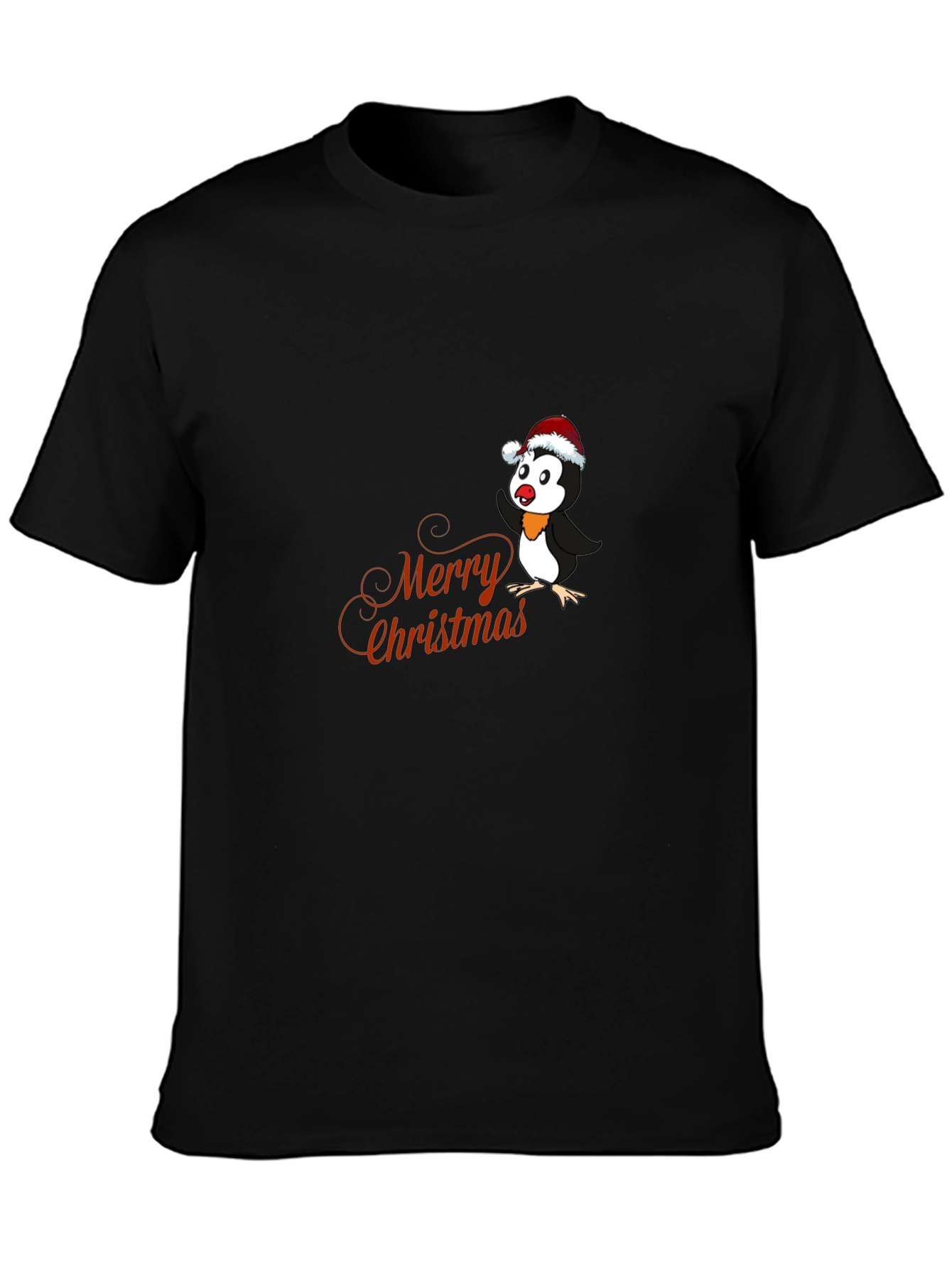 Festive Penguin Merry Christmas Graphic T-Shirt