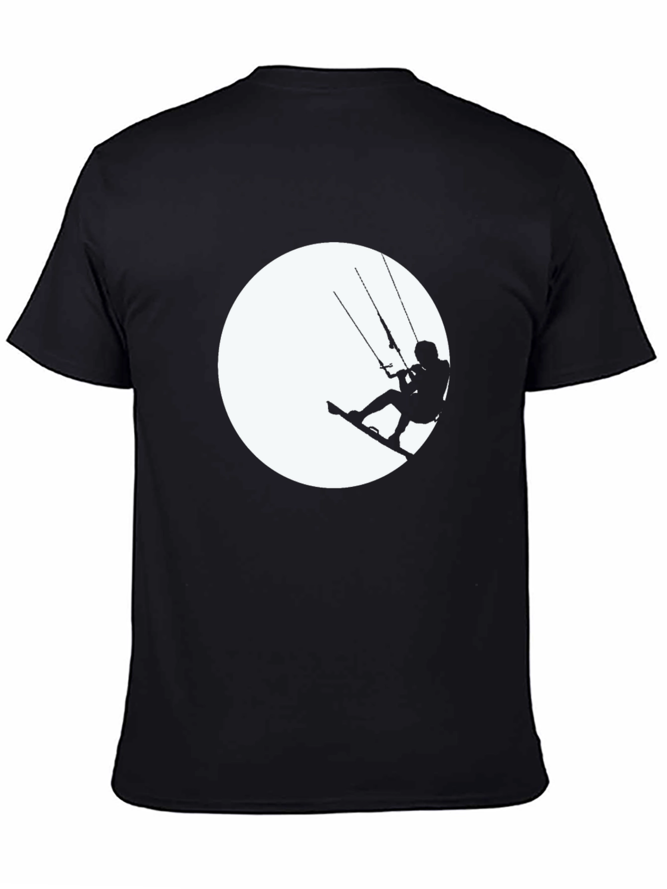 Kite Surfing Silhouette Black T-Shirt