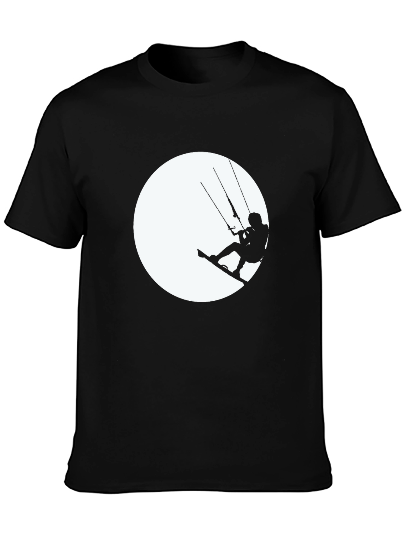 Kite Surfing Silhouette Black T-Shirt
