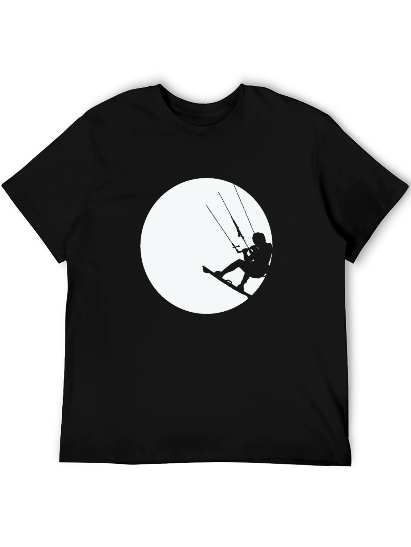 Kite Surfing Silhouette Black T-Shirt