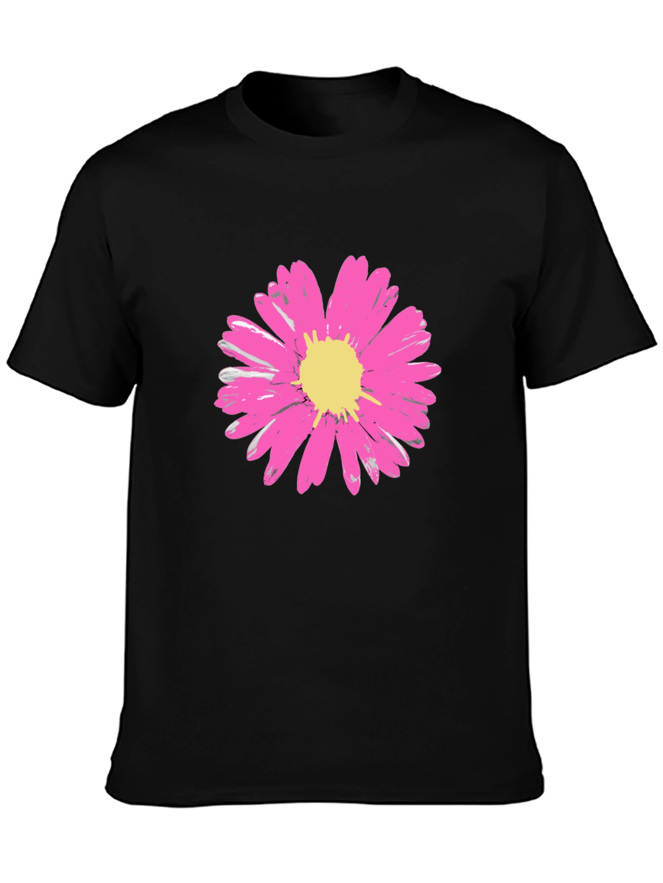 Daisy Flower Graphic Tee - Stylish Black Cotton T-Shirt