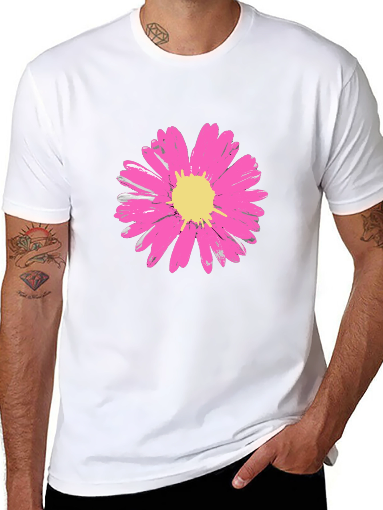 Daisy Flower Graphic Tee - Stylish Black Cotton T-Shirt