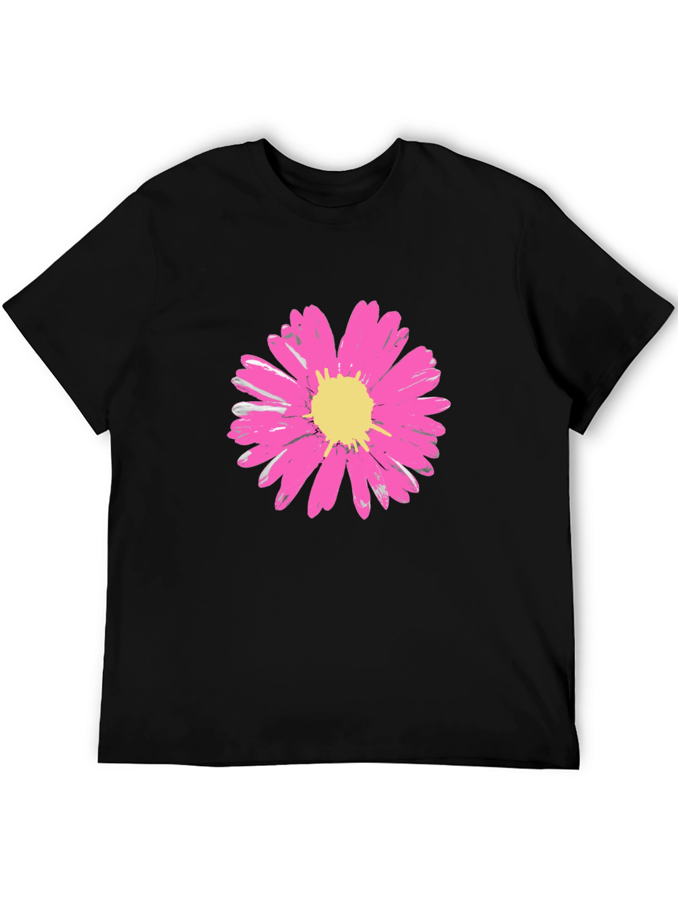 Daisy Flower Graphic Tee - Stylish Black Cotton T-Shirt