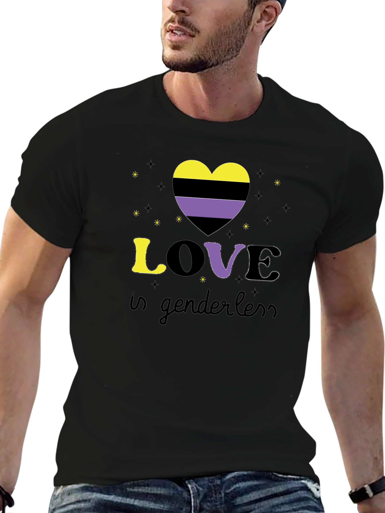 Non-Binary Pride Love is Genderless Graphic T-Shirt