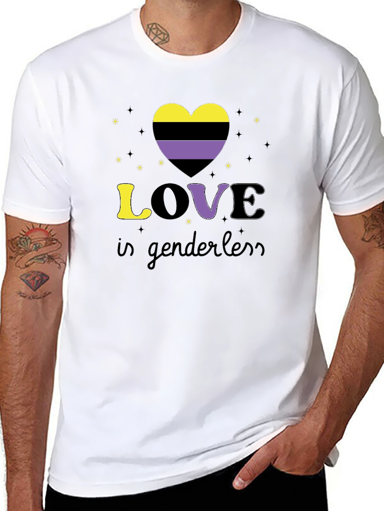 Non-Binary Pride Love is Genderless Graphic T-Shirt