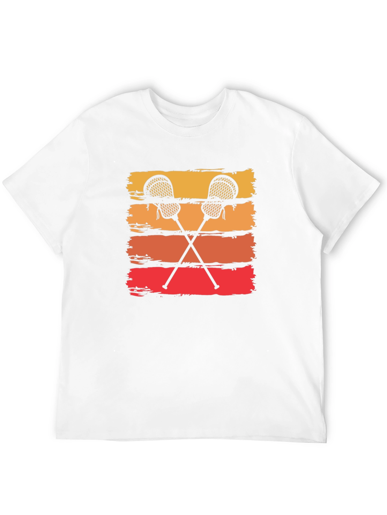 Retro Lacrosse Sticks Tee - Sunset Stripes Graphic T-Shirt