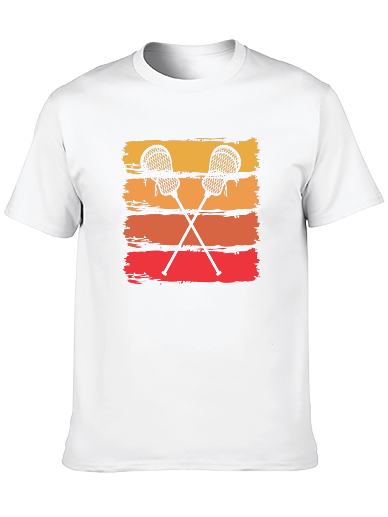 Retro Lacrosse Sticks Tee - Sunset Stripes Graphic T-Shirt