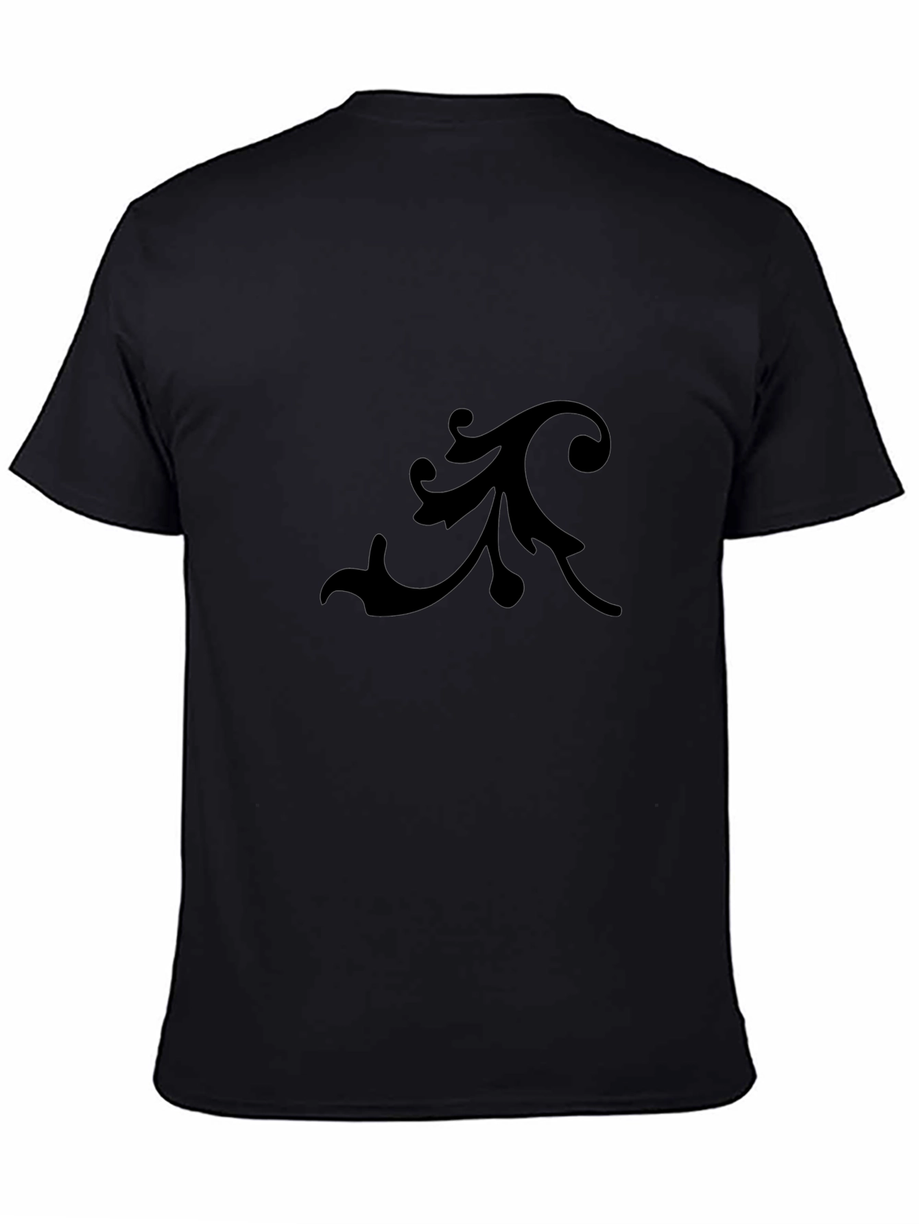 Elegant Black Tee with Floral Design