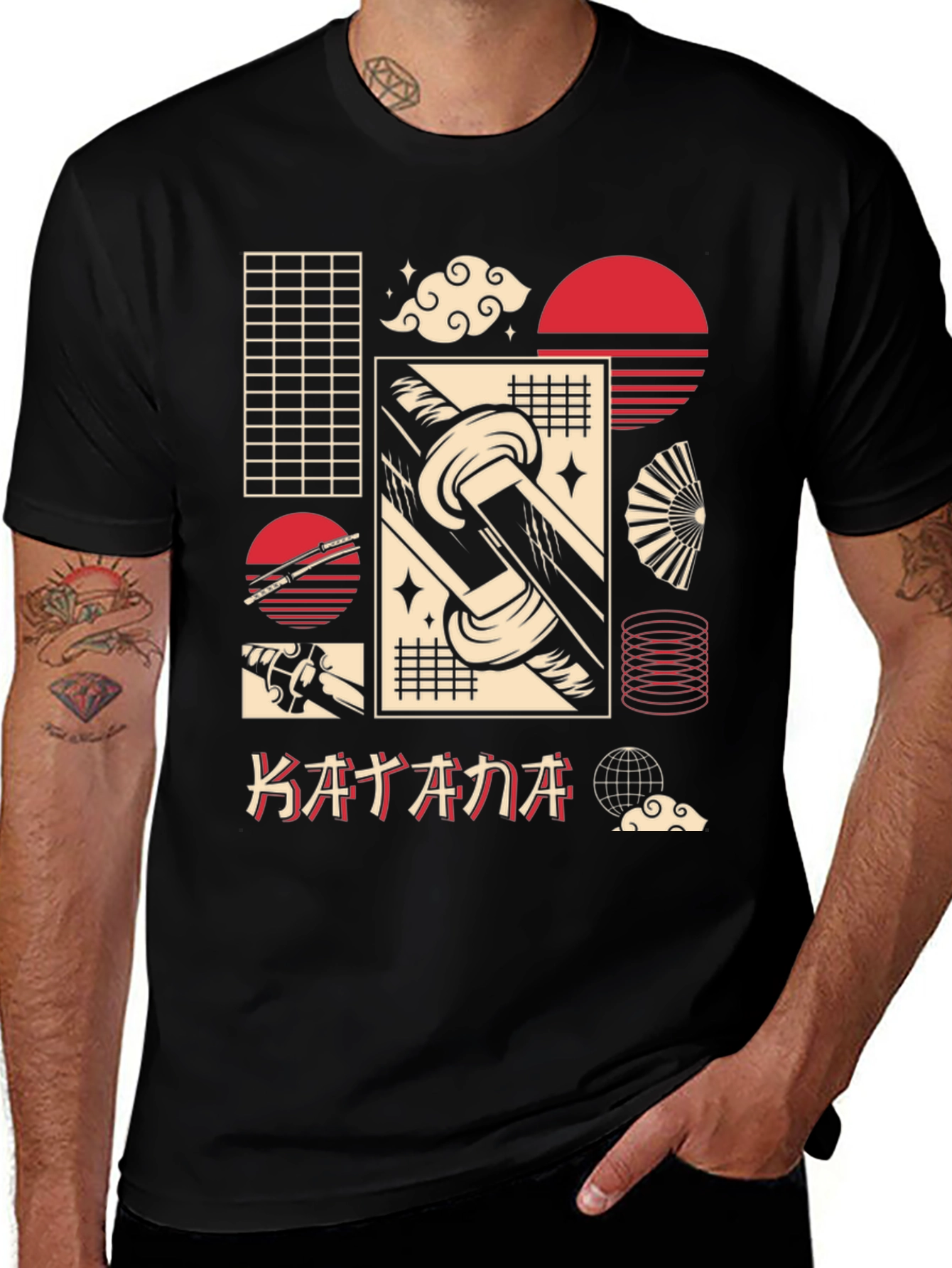 Katana Graphic Tee - Japanese Aesthetic