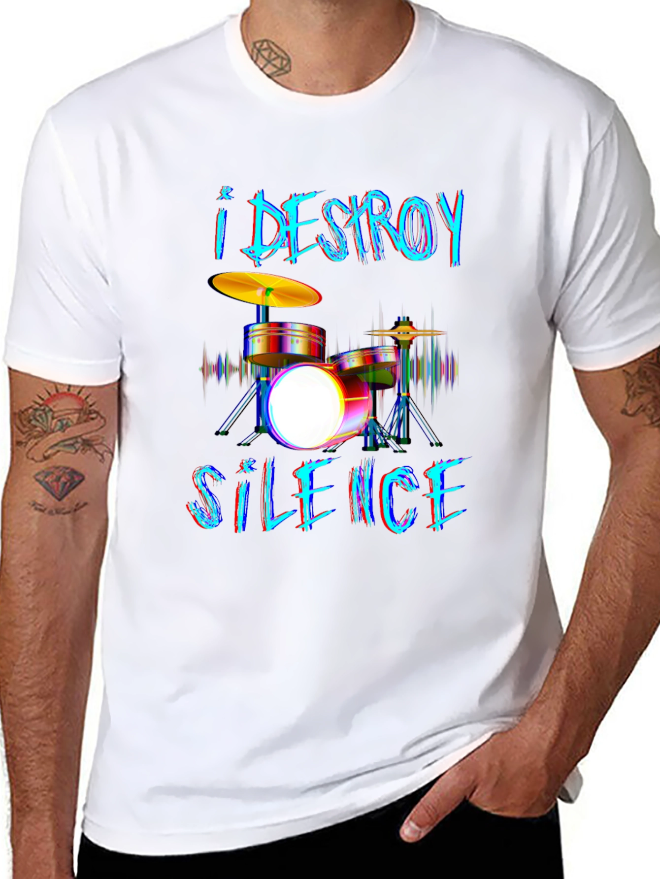 I Destroy Silence Drummer Graphic T-Shirt