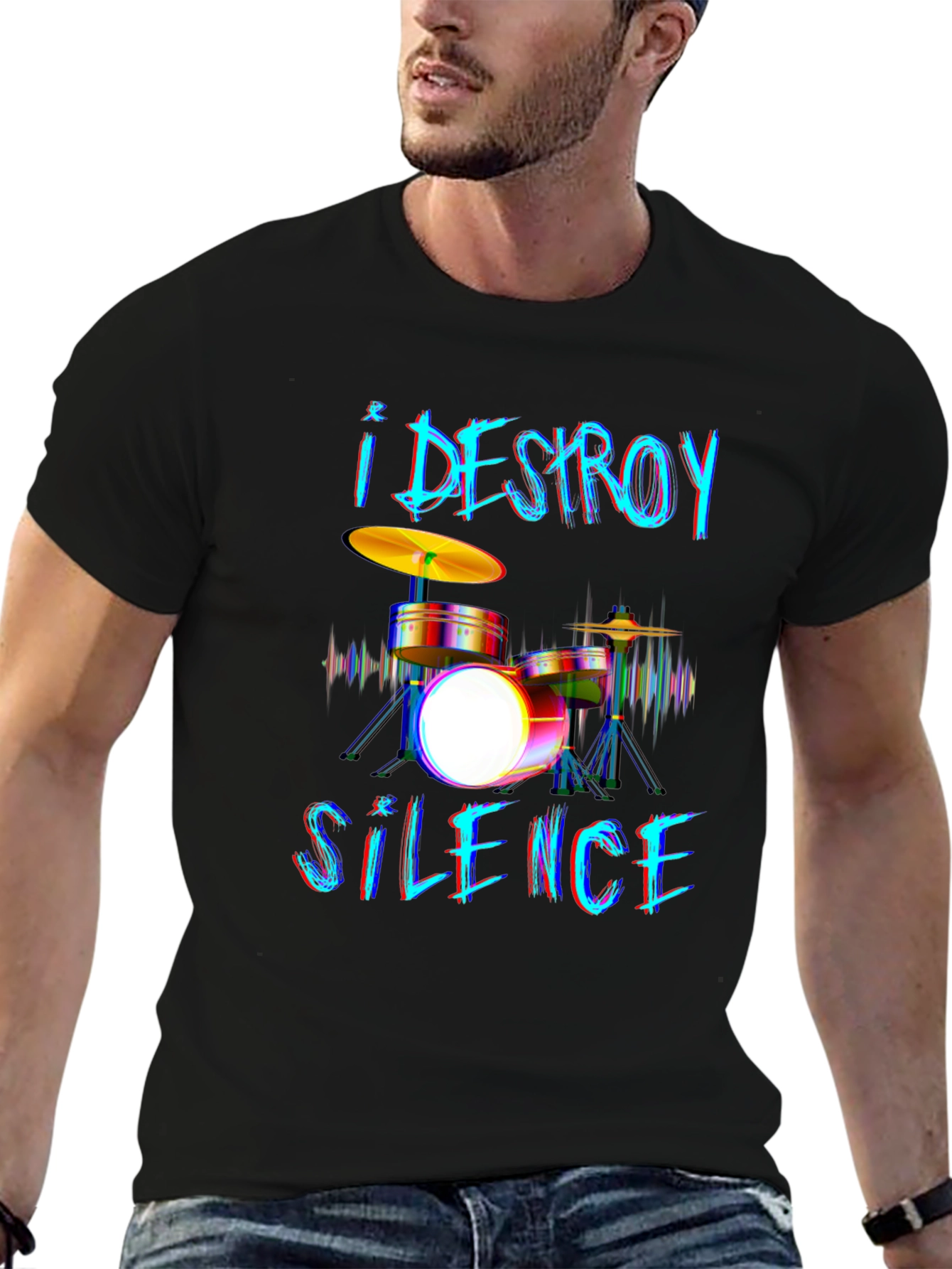I Destroy Silence Drummer Graphic T-Shirt