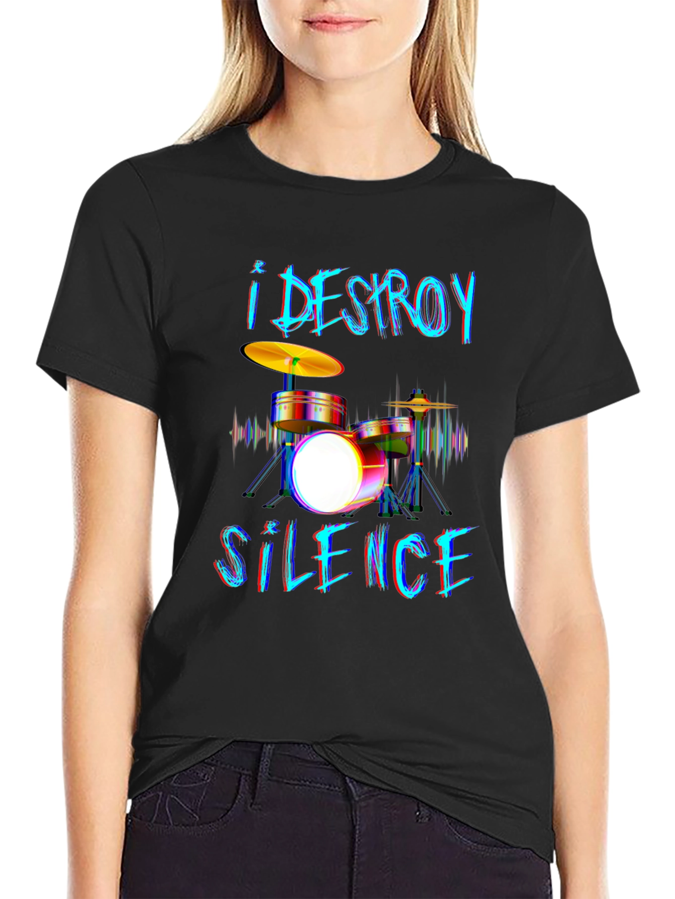 I Destroy Silence Drummer Graphic T-Shirt
