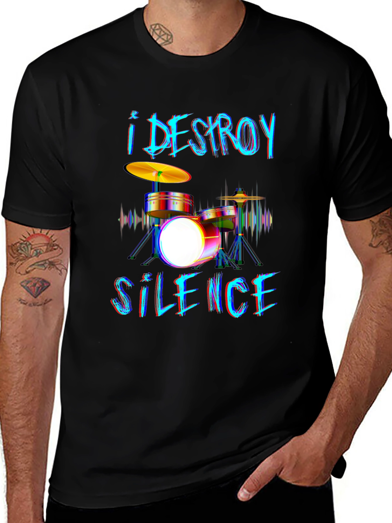 I Destroy Silence Drummer Graphic T-Shirt