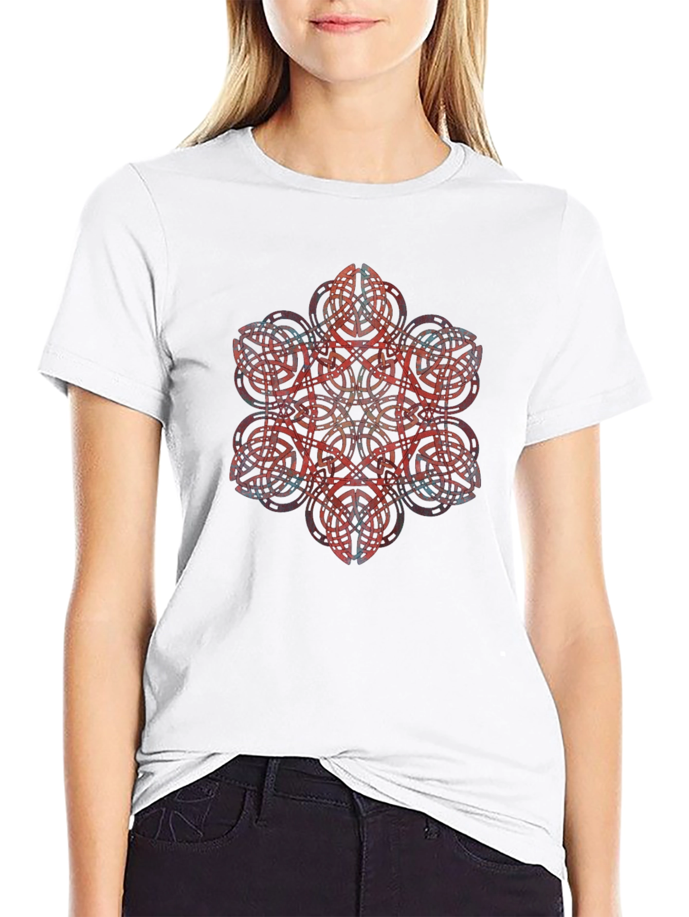 Geometric Mandala Graphic Black T-Shirt