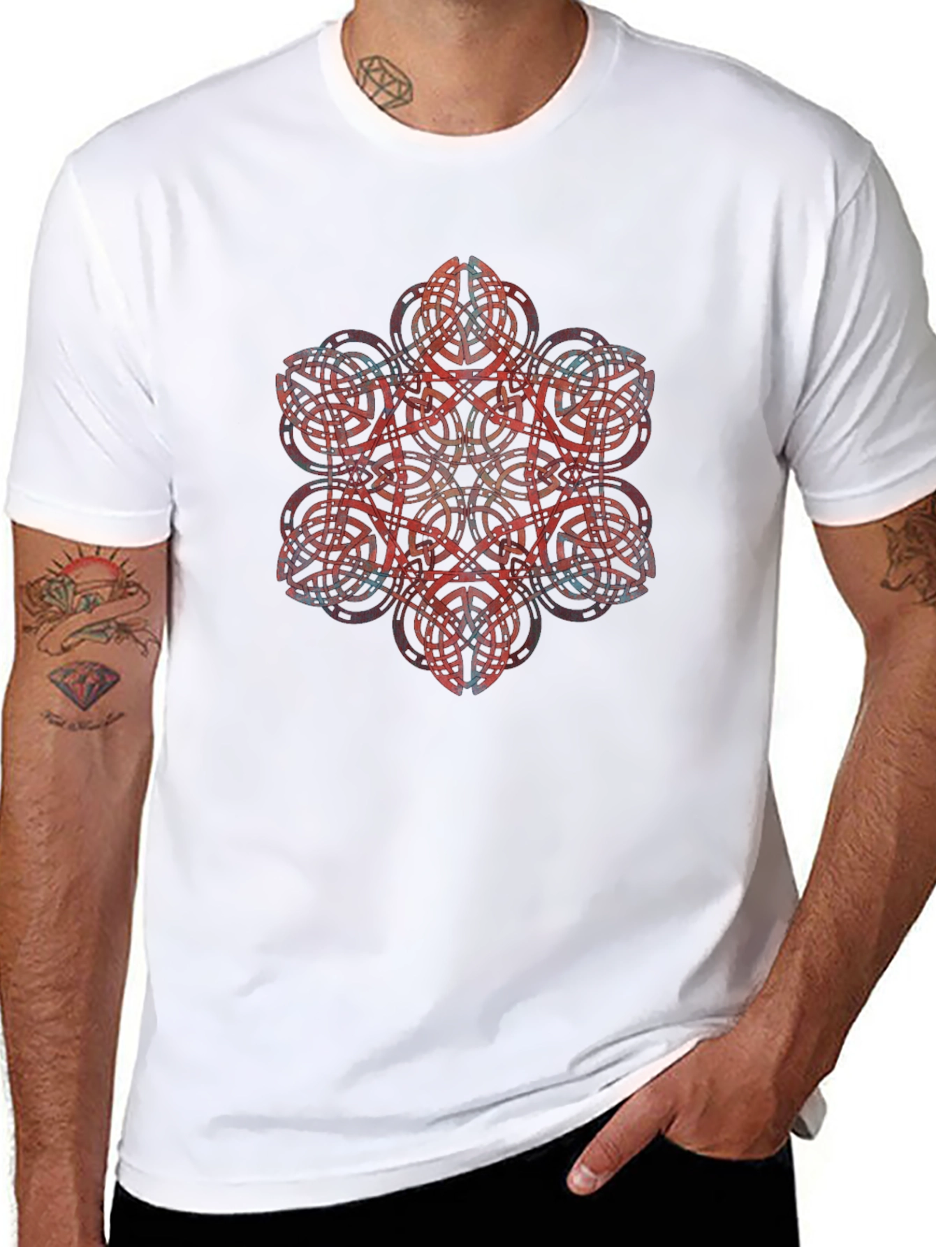 Geometric Mandala Graphic Black T-Shirt