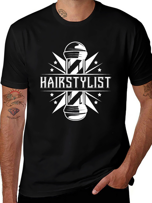 Hairstylist Graphic Tee - Barber Pole Design