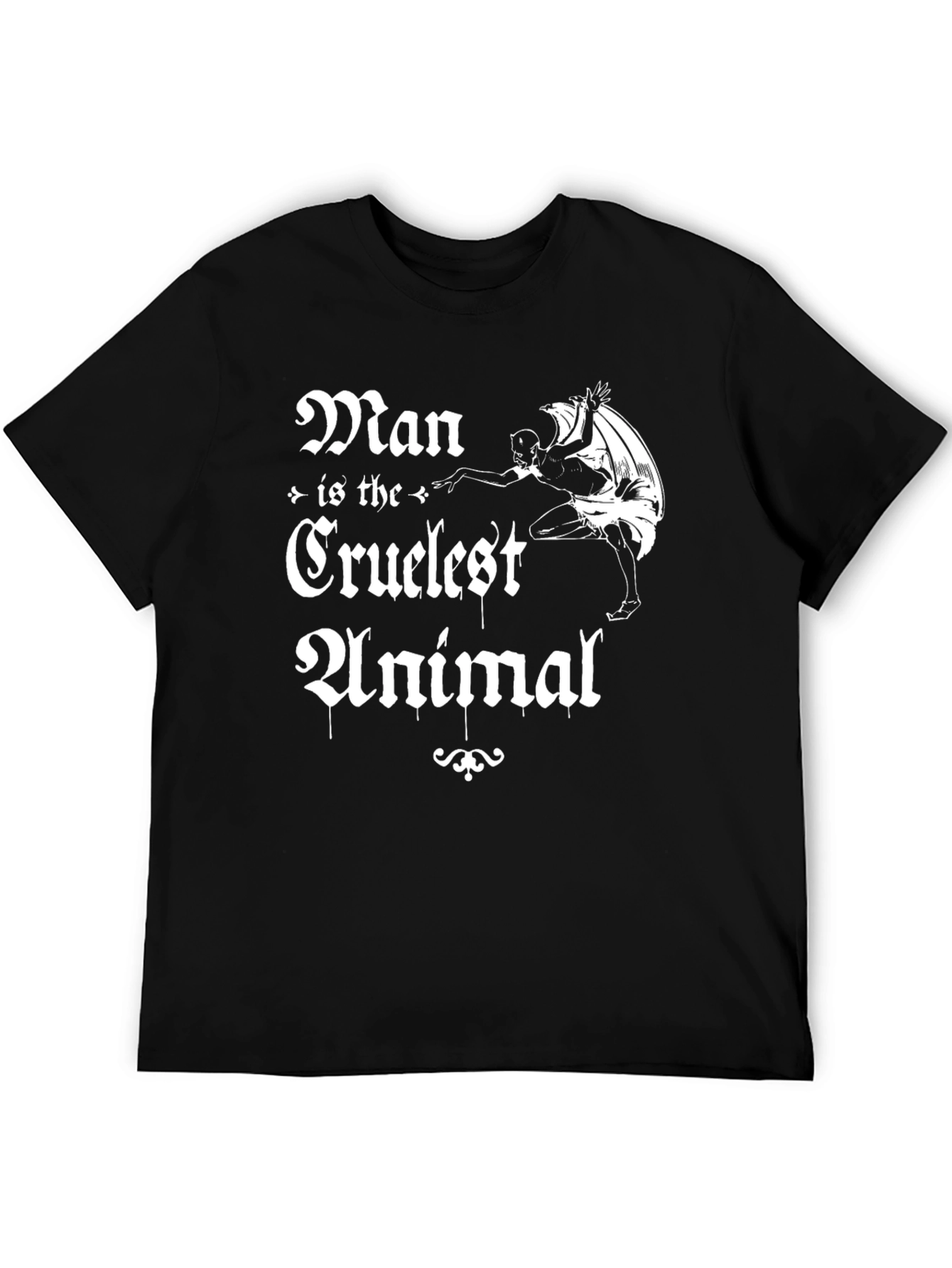 Man is the Cruelest Animal Black Graphic T-Shirt