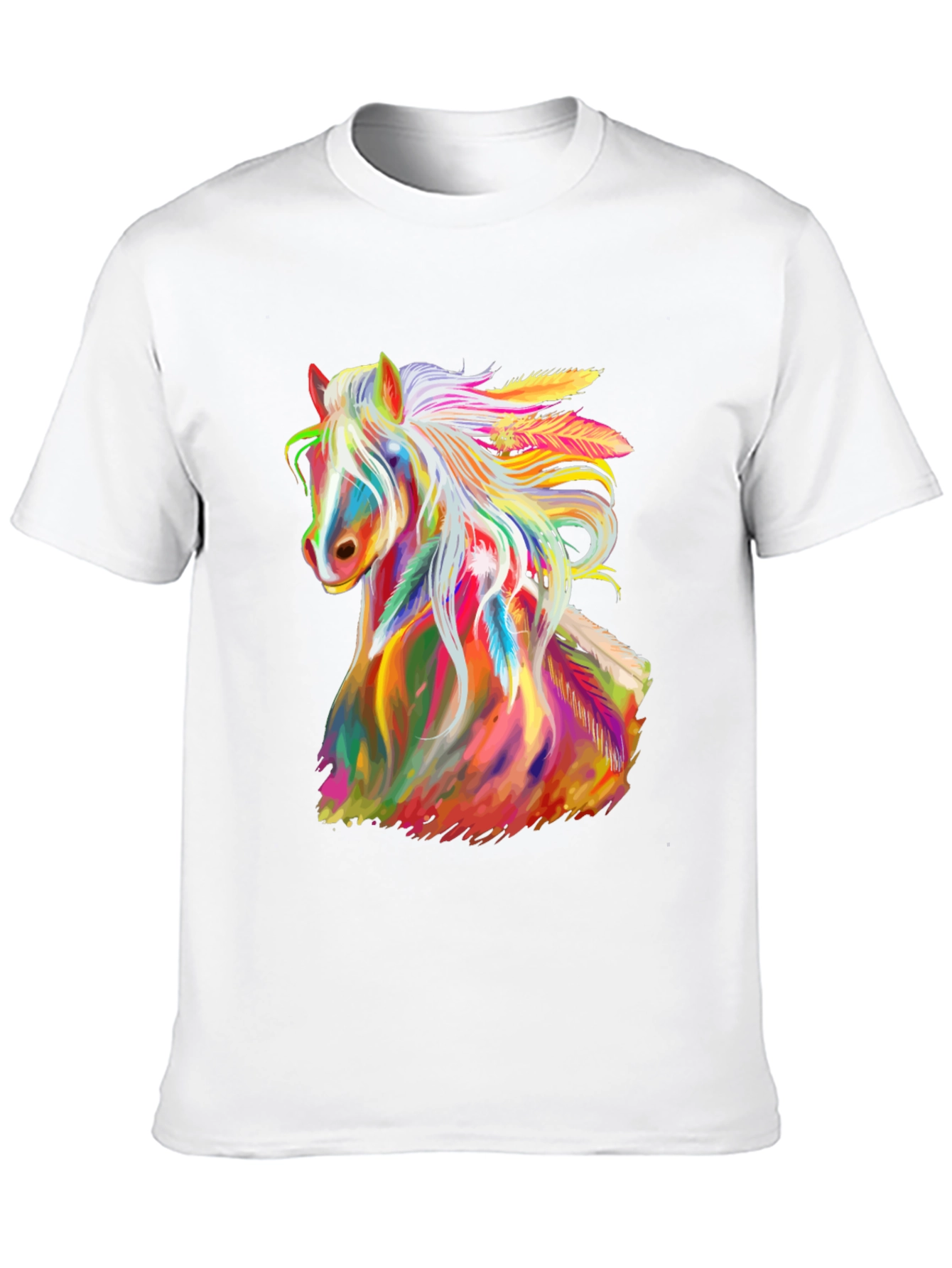 Rainbow Horse Graphic Tee - Mens Black T-Shirt