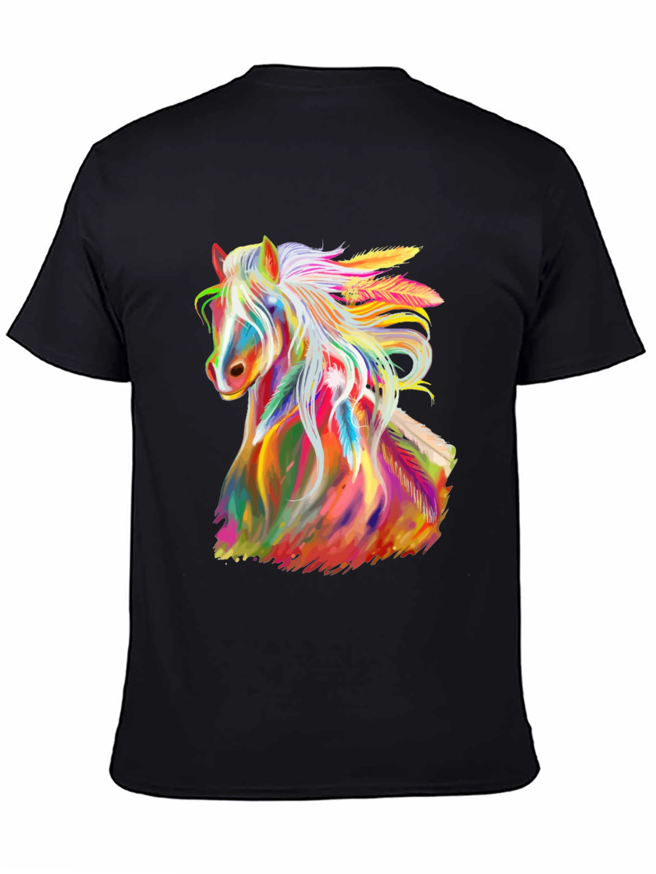 Rainbow Horse Graphic Tee - Mens Black T-Shirt