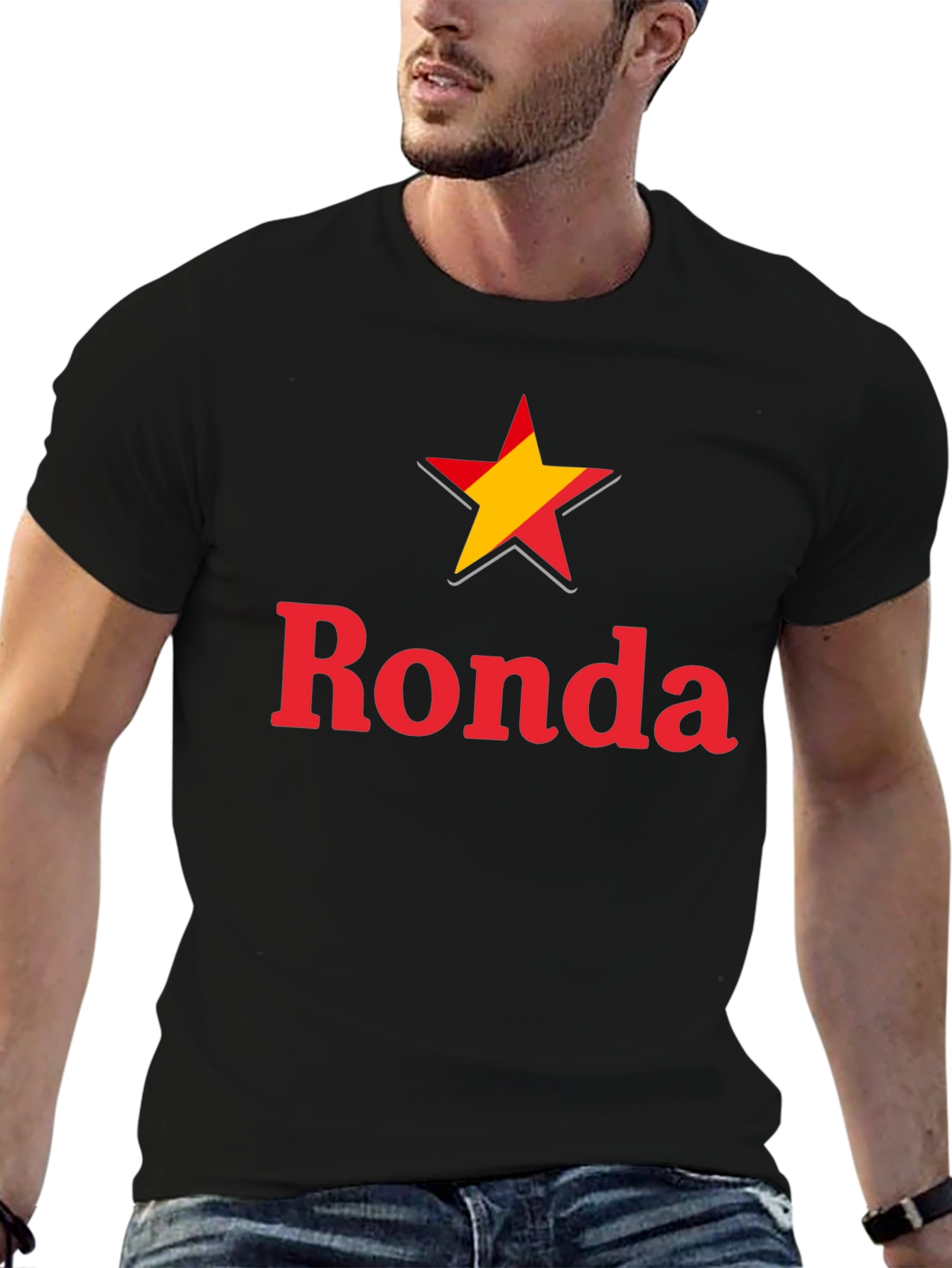 Ronda Star Graphic Tee - Casual Black T-Shirt