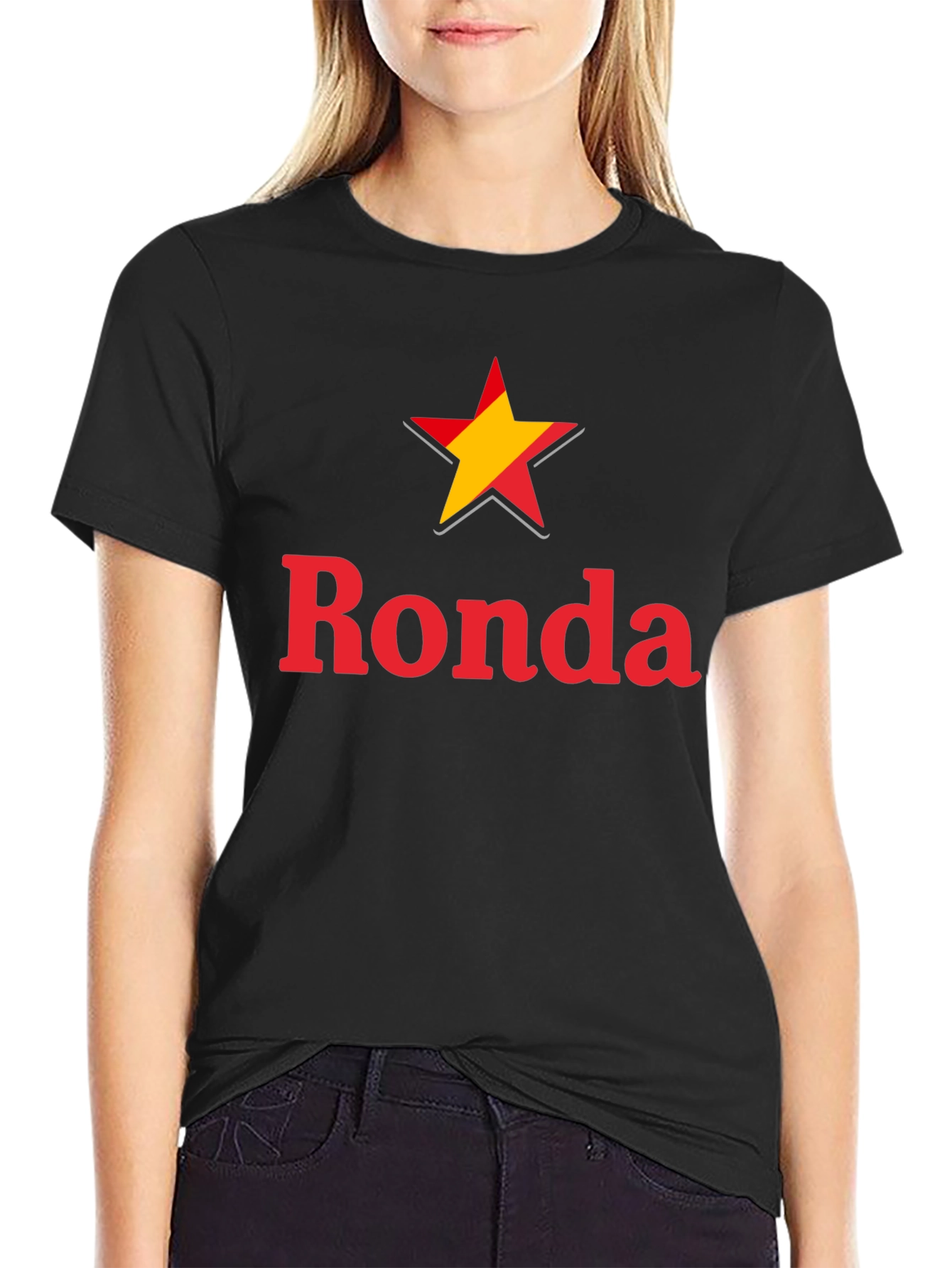 Ronda Star Graphic Tee - Casual Black T-Shirt