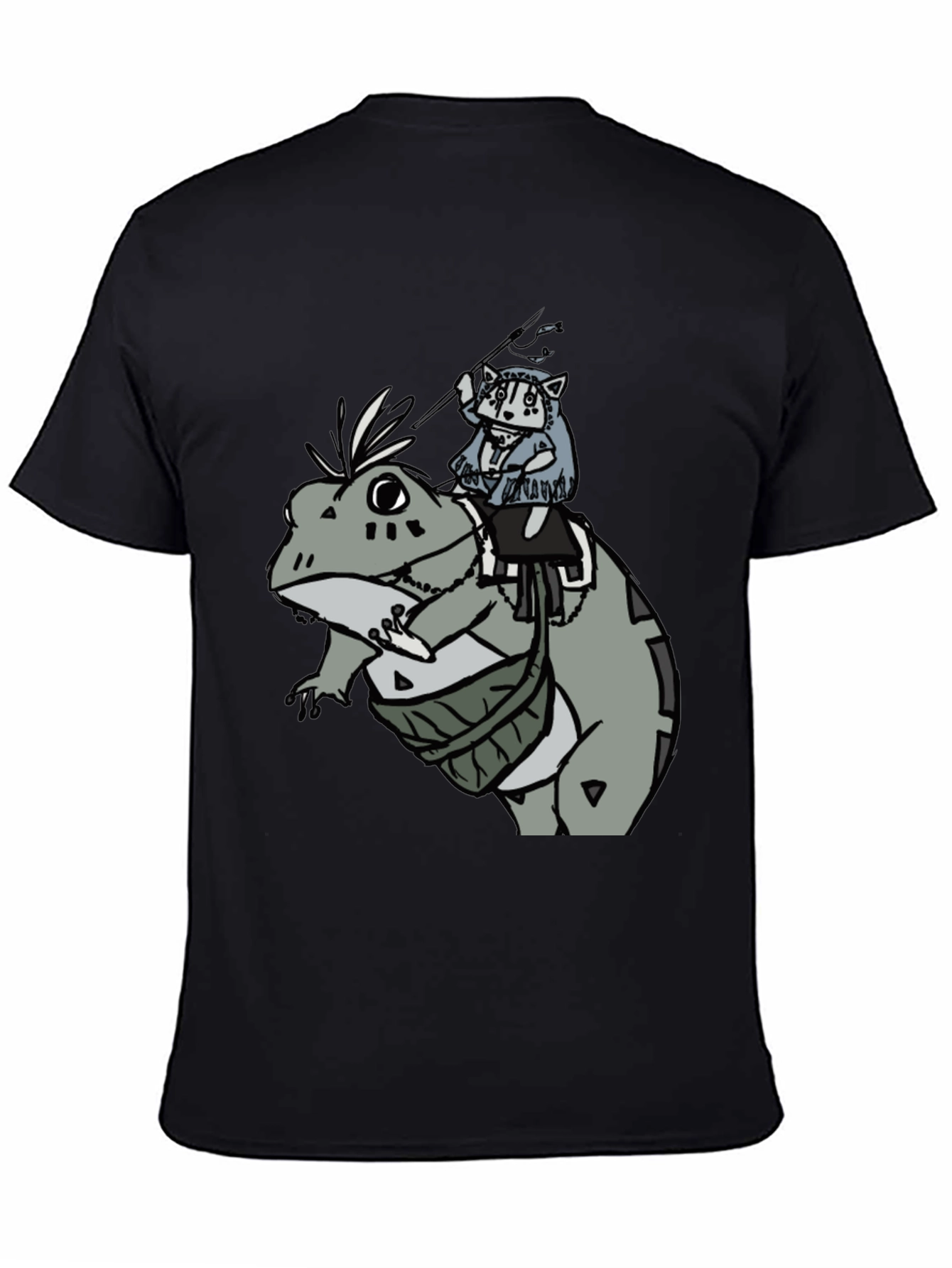 Frog Rider Graphic Tee - Black Cotton T-Shirt