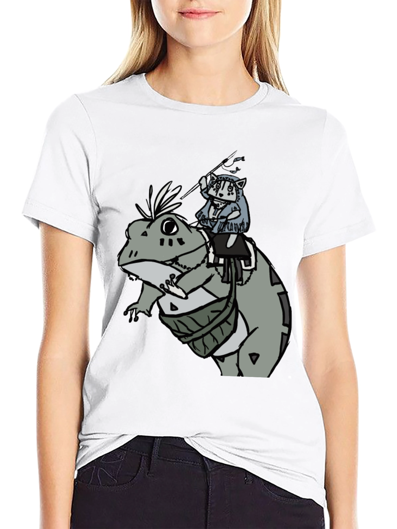 Frog Rider Graphic Tee - Black Cotton T-Shirt