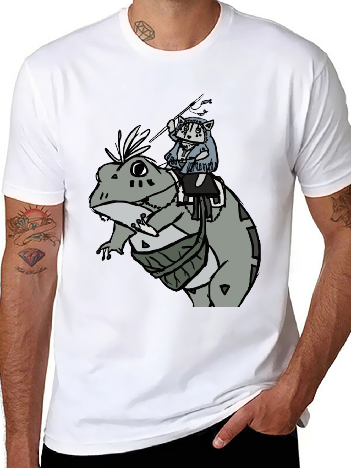 Frog Rider Graphic Tee - Black Cotton T-Shirt