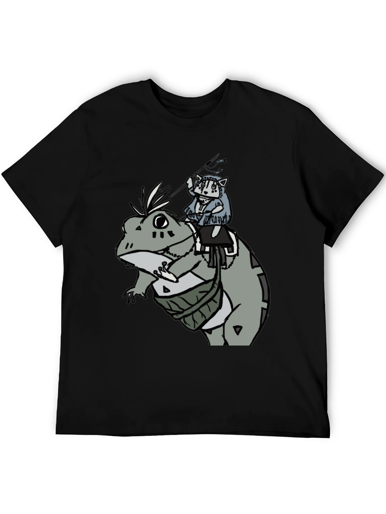 Frog Rider Graphic Tee - Black Cotton T-Shirt