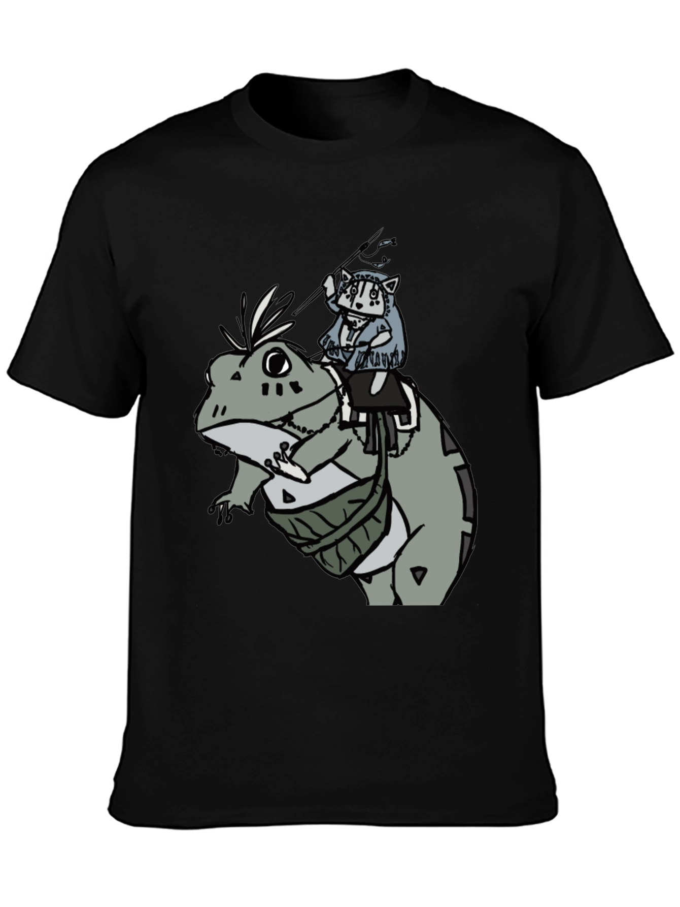 Frog Rider Graphic Tee - Black Cotton T-Shirt