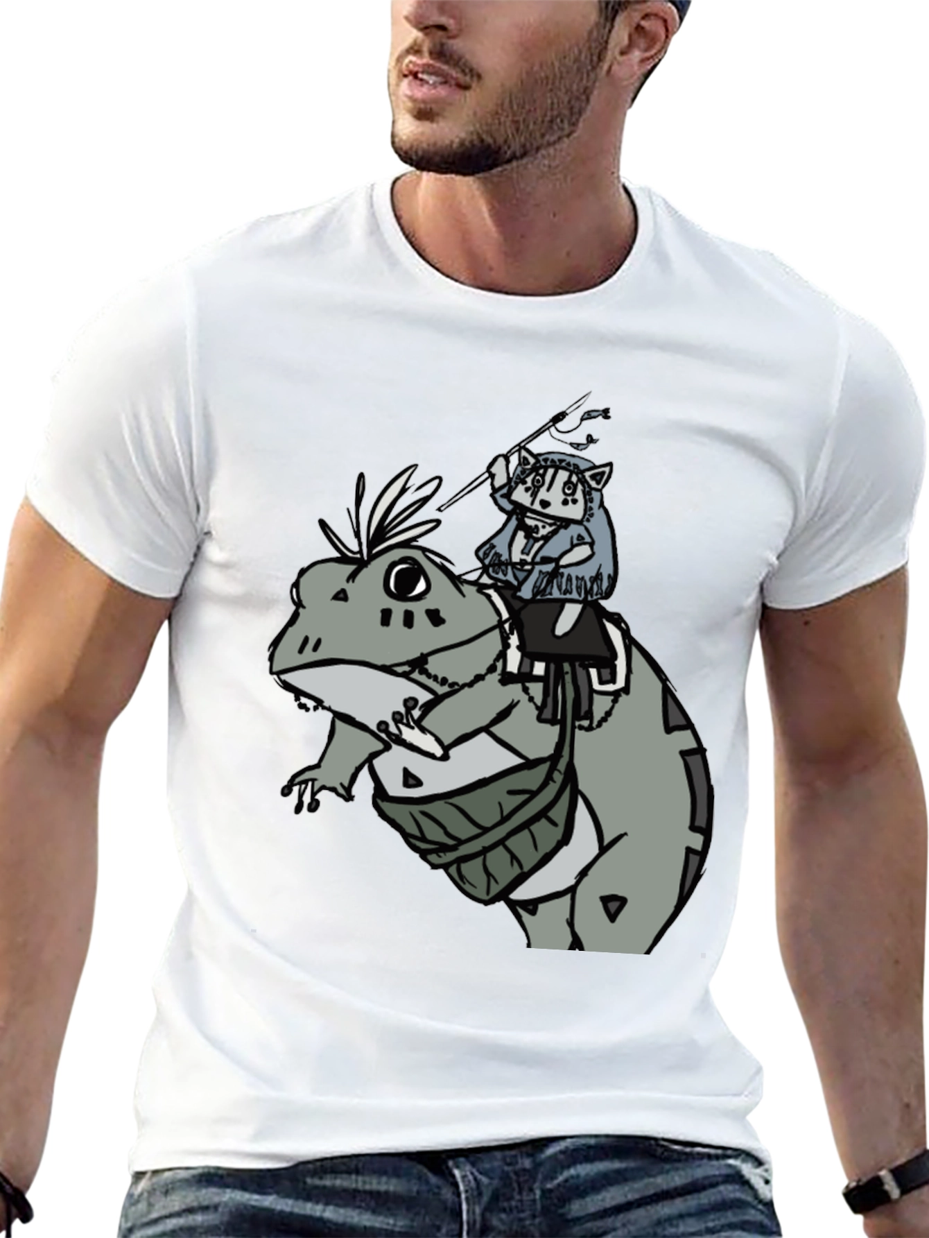 Frog Rider Graphic Tee - Black Cotton T-Shirt