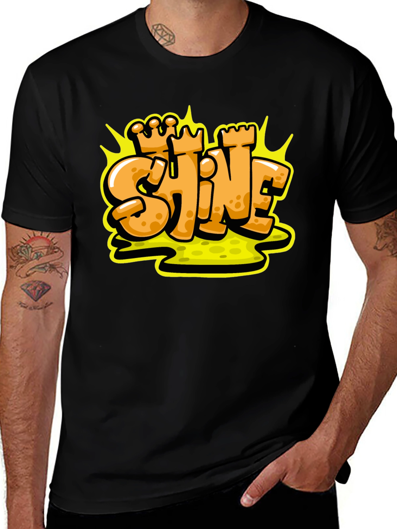 Shine Graffiti Style Black T-Shirt