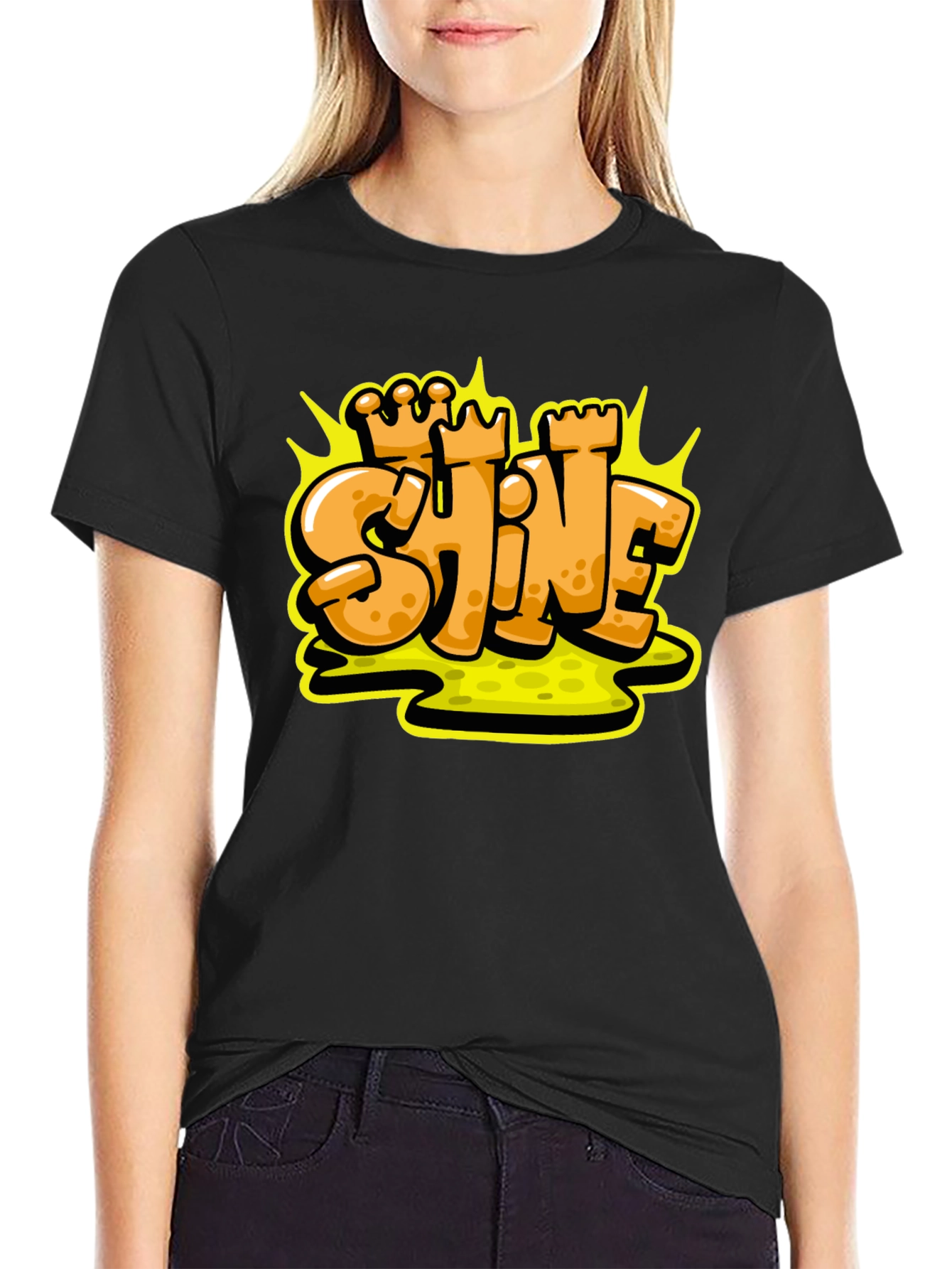 Shine Graffiti Style Black T-Shirt