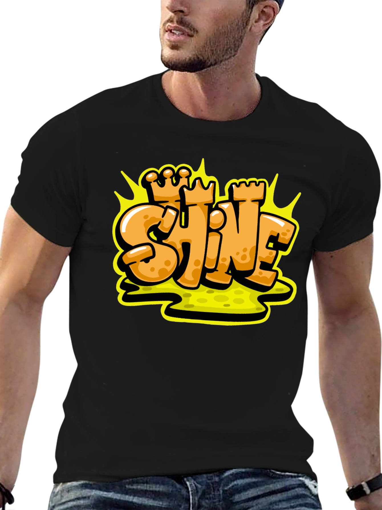 Shine Graffiti Style Black T-Shirt
