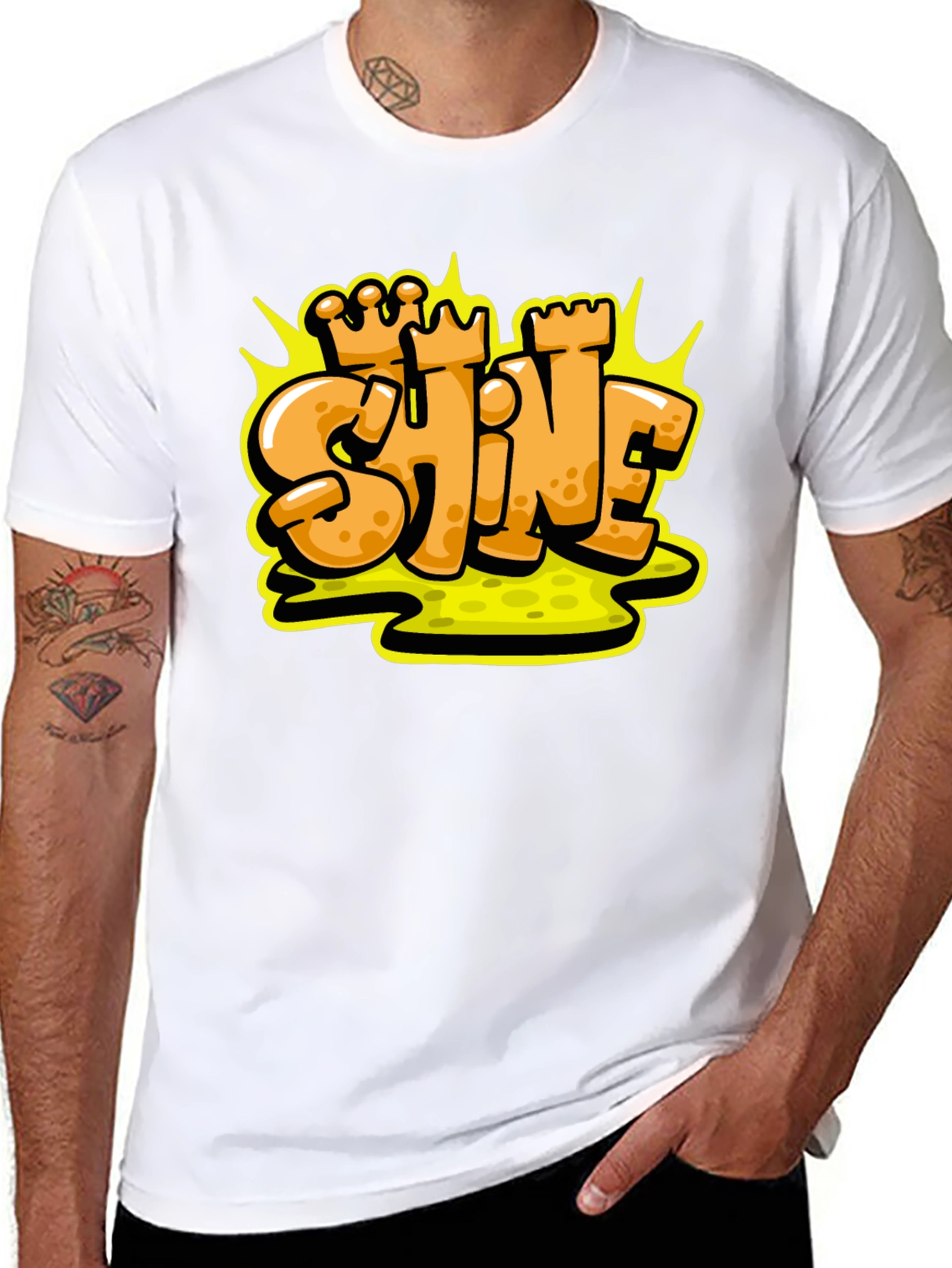 Shine Graffiti Style Black T-Shirt