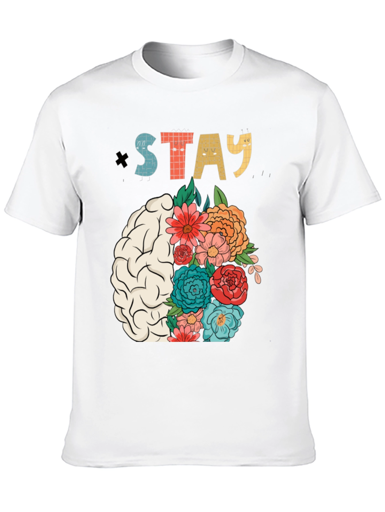 Stay Floral Brain Graphic T-Shirt