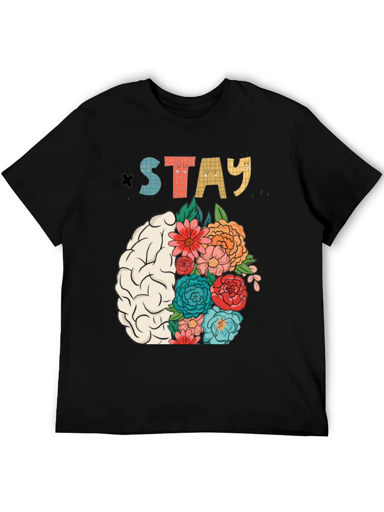Stay Floral Brain Graphic T-Shirt