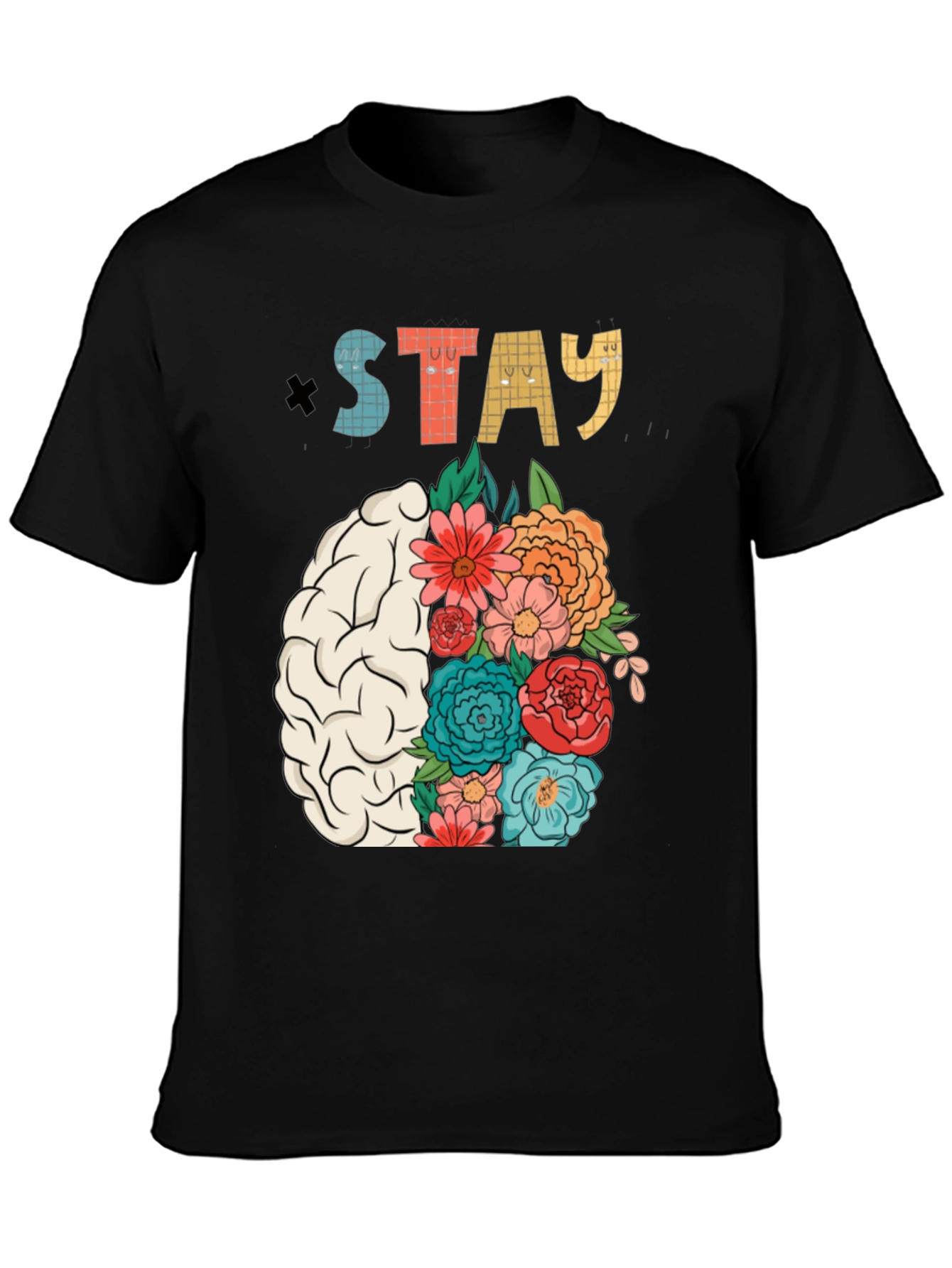 Stay Floral Brain Graphic T-Shirt