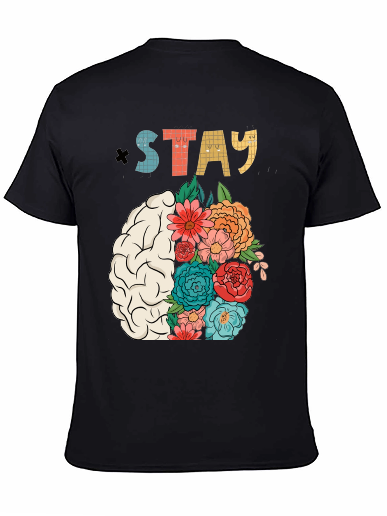 Stay Floral Brain Graphic T-Shirt