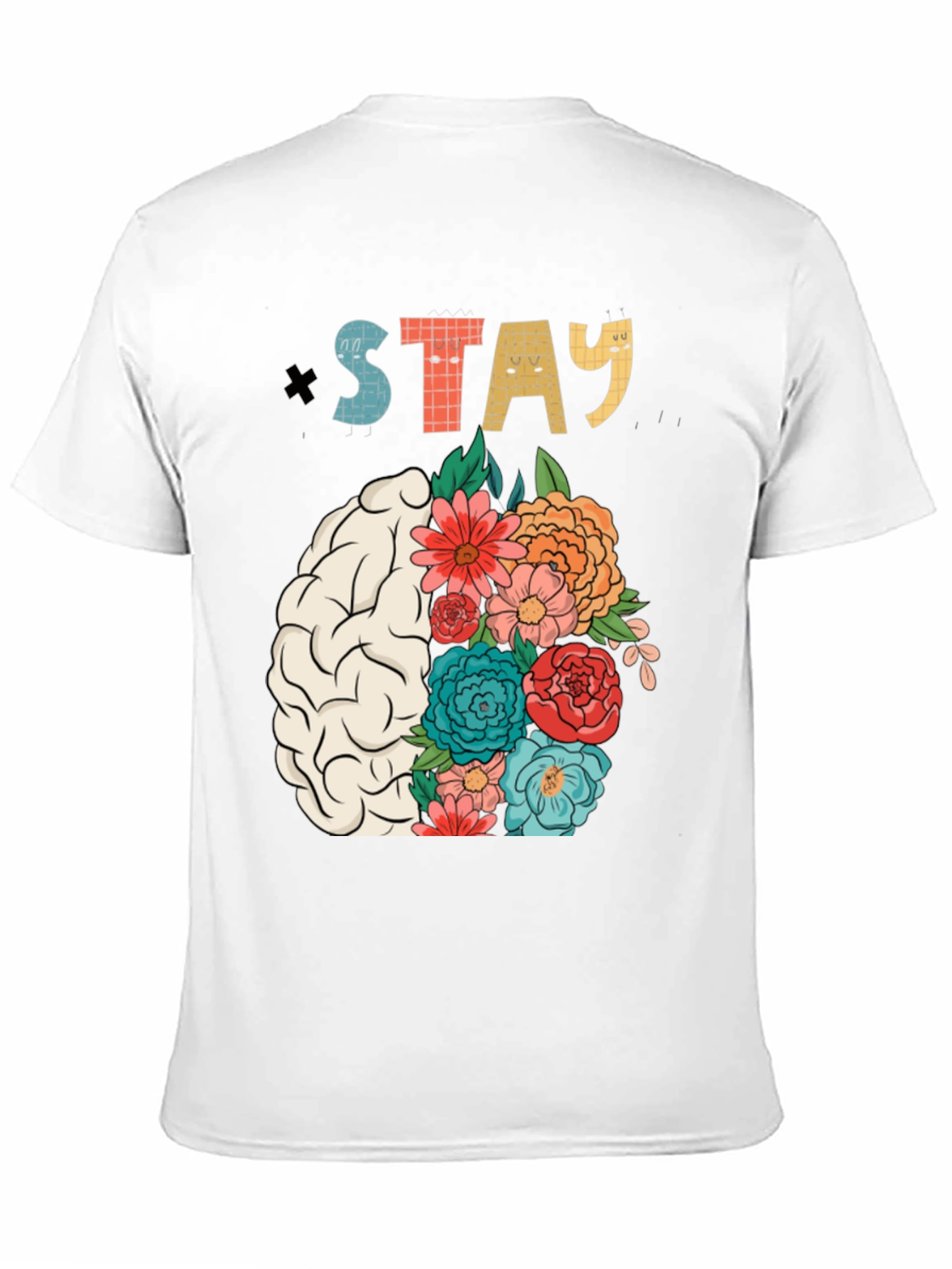 Stay Floral Brain Graphic T-Shirt