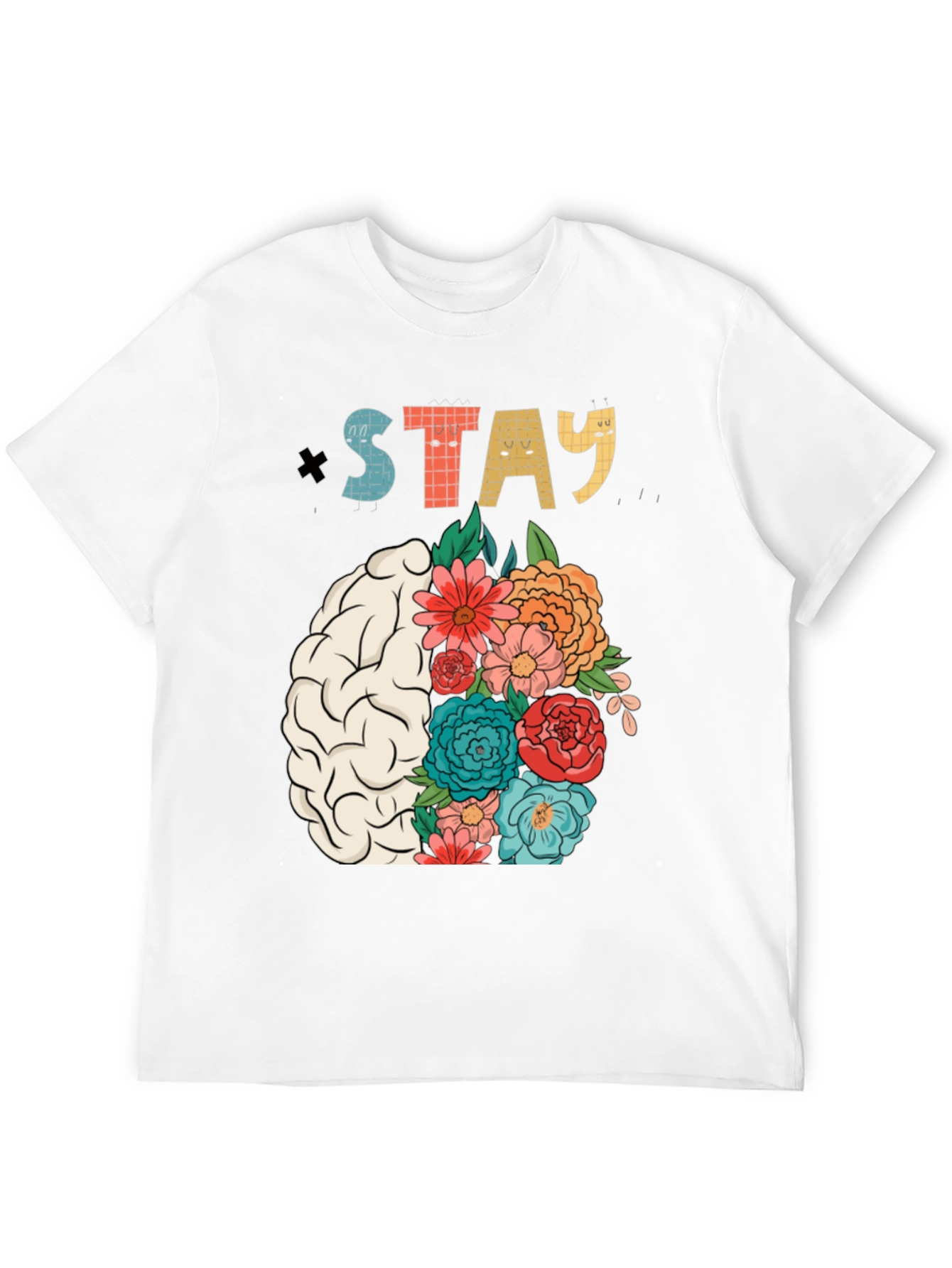 Stay Floral Brain Graphic T-Shirt